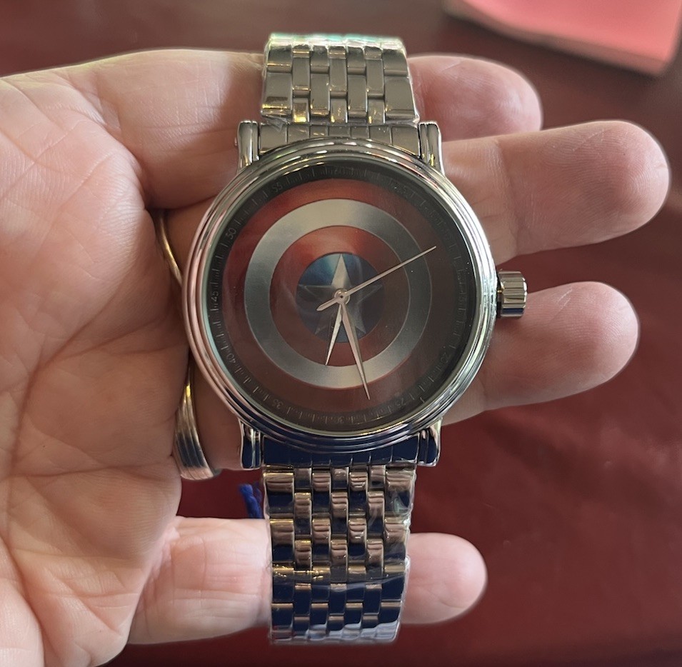 Marvel Men’s Captain America Shield Watch Stainless Steel Avengers Rare, HTF