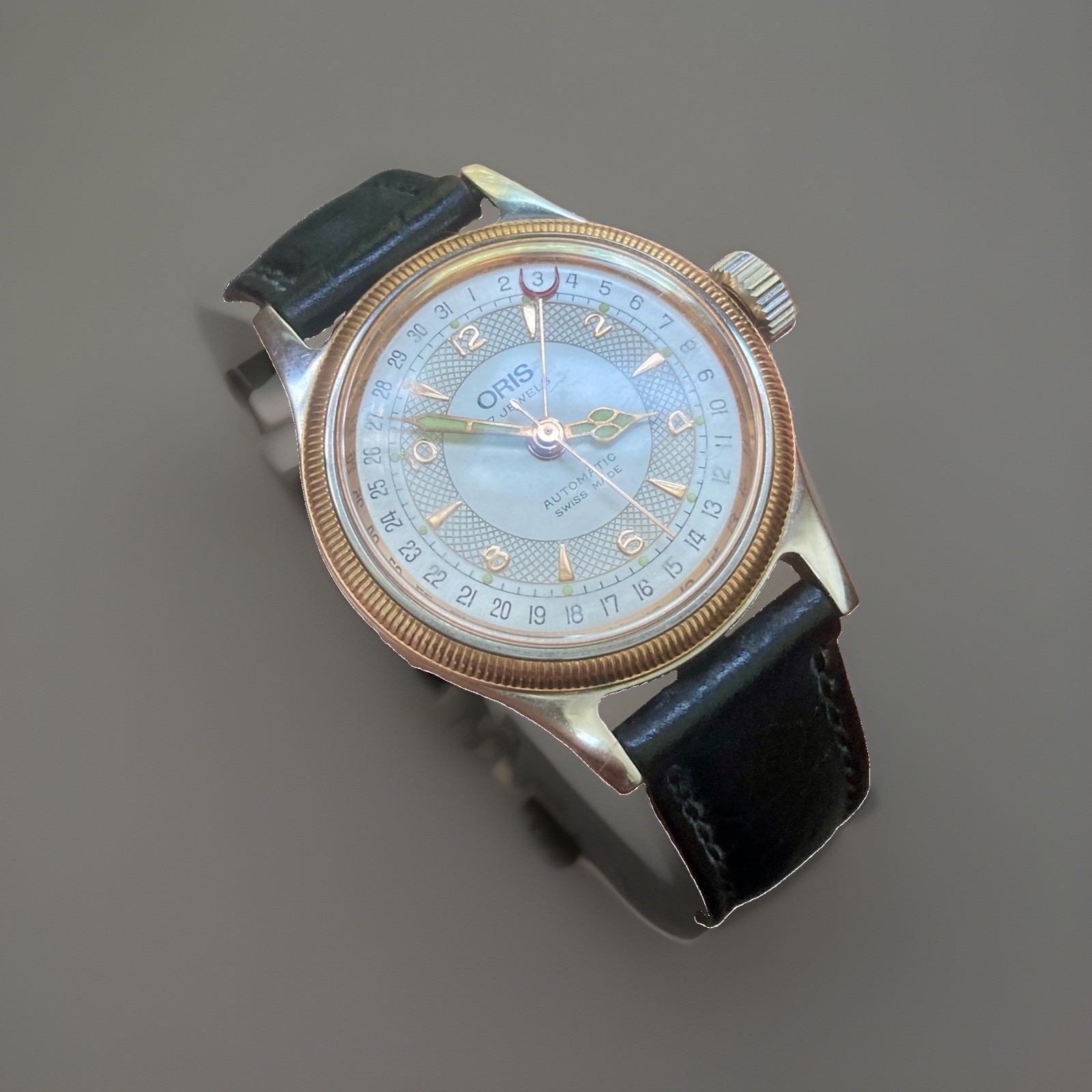 Oris Big Crown Pointer Date Auto Swiss Made White Dial Black Leather Strap