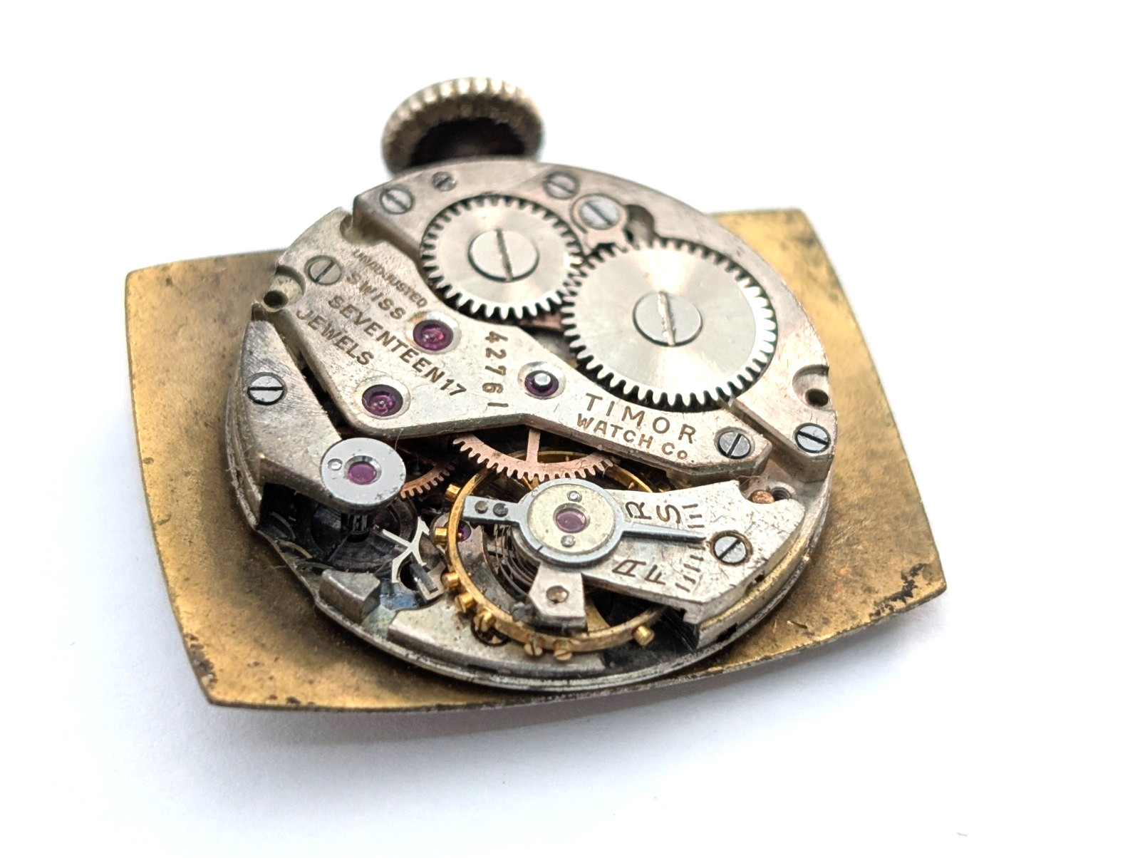 Vintage TIMOR 17 Jewels 20mm Men’s Swiss Mechanical Watch Movement PARTS REPAIR