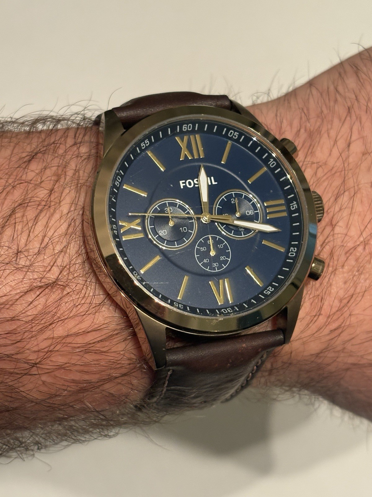 Fossil Flynn Watch BQ2095 Mens Chronograph Brown Leather Band