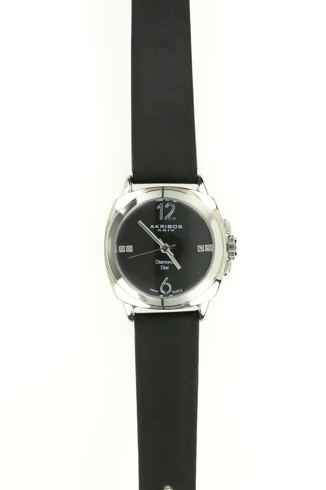 Akribos XXIV Women’s 30mm Black Satin Metal Case Quartz Watch AK742SSB