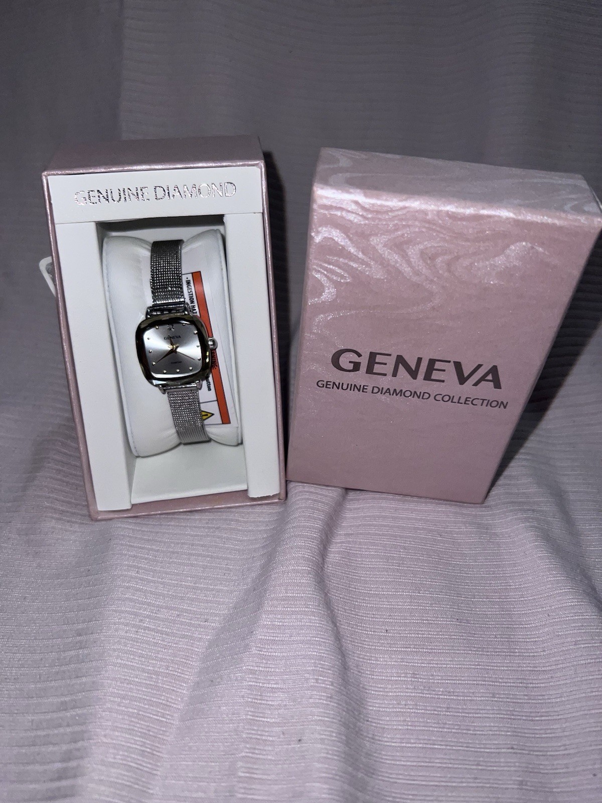 Geneva Genuine Diamond Collection Women’s Watch Silver
