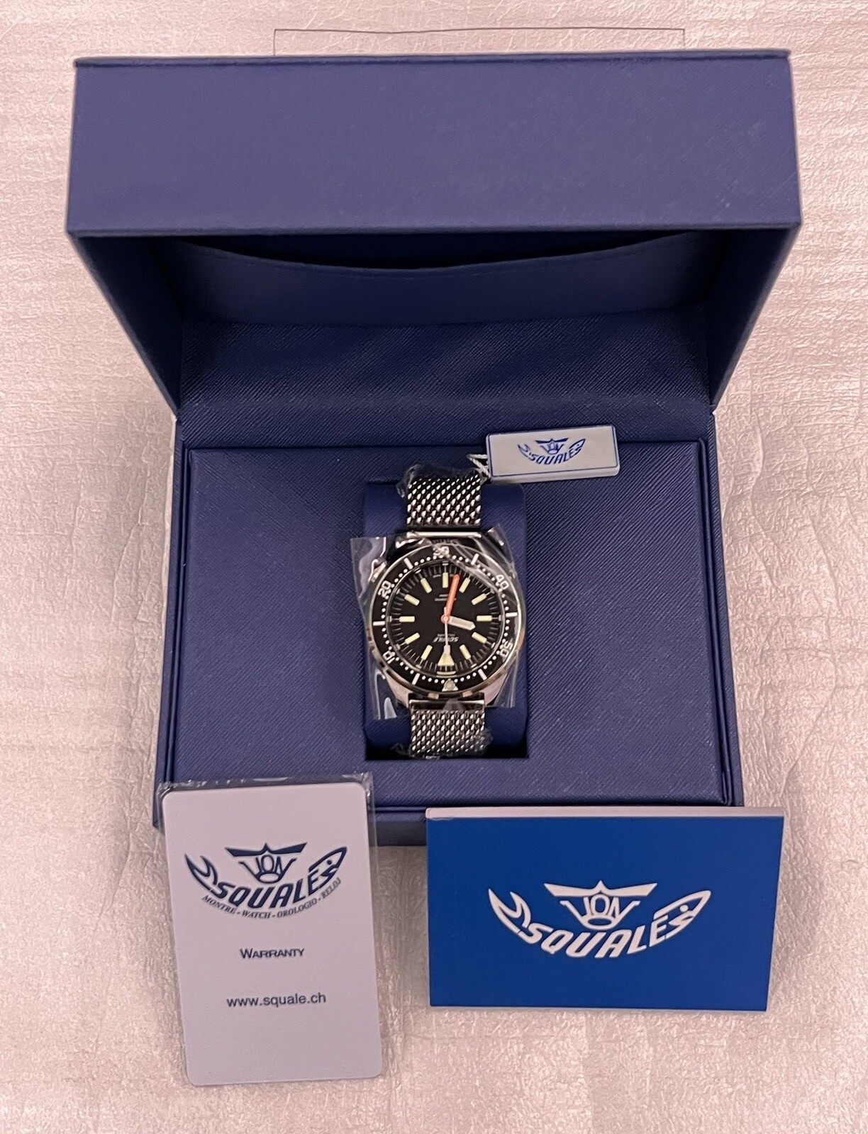 Brand New Squale 1521 50 Atmos Militare Polish Mesh 500m Watch – 2 Year Warranty
