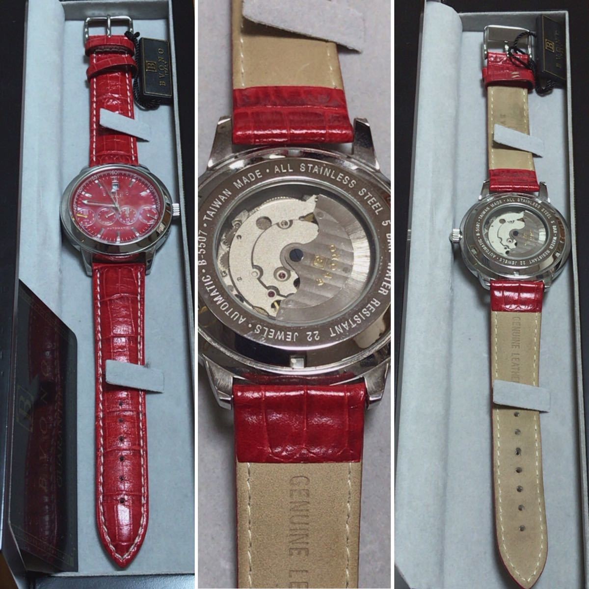 [A3P] Buono Wristwatch Automatic Red Dial Stainless Steel Men Watch [k4x]
