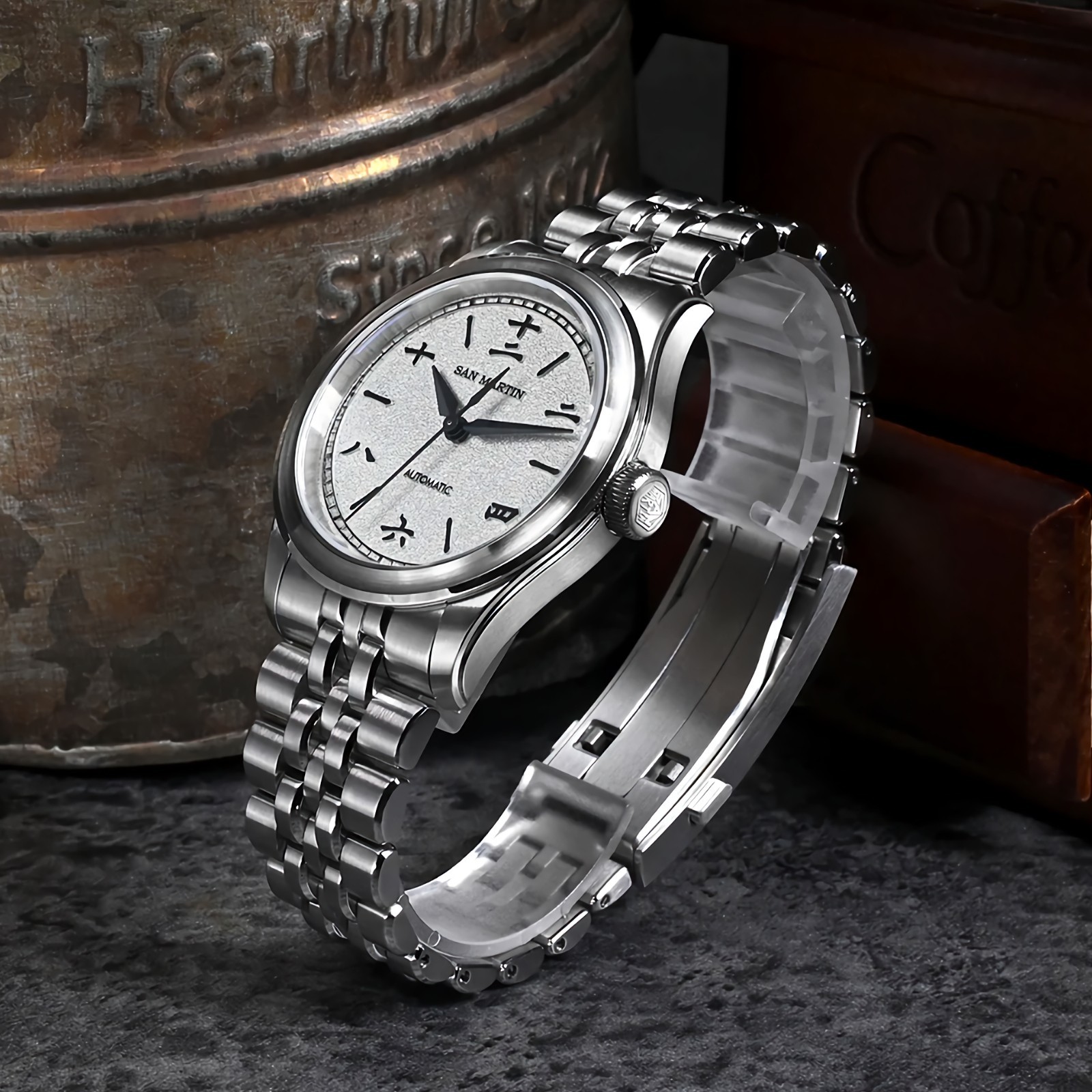 SAN MARTIN SN0144-CG4 Miyota 90S5 MOP/Sparkle Dial 39mm Chinese Style Gada Watch