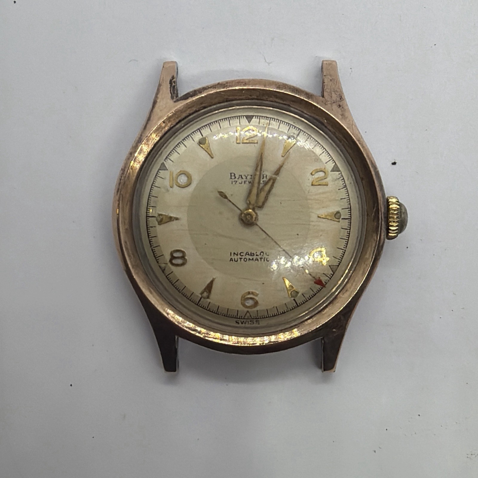 Vintage Baylor 17 Jewels 1256 Automatic Men’s Watch Gold Bezel Cap Runs Some (44