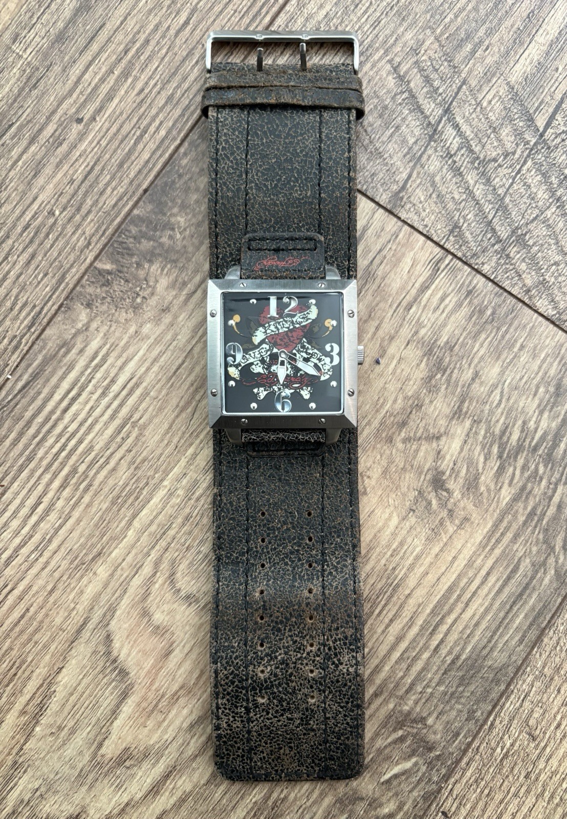 Ed Hardy 45mm Tattoo Warrior Love Kills Slowly Steel Mens Quartz Watch