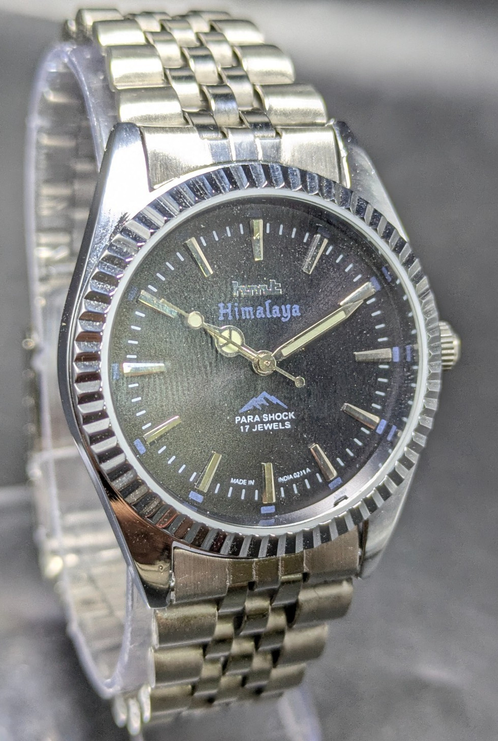 vintage HMT HIMALAYA manual winding 17 jewels black dial men’s watch