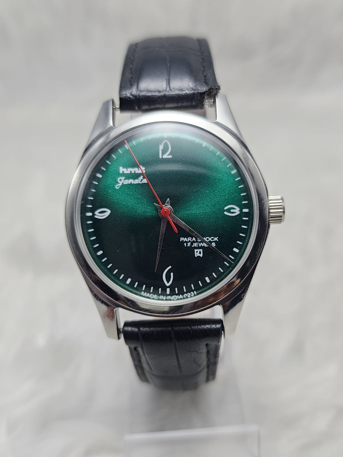 Vintage HMT Janata Green Sunburst Dial 17 Jewels Mechanical Men’s Watch