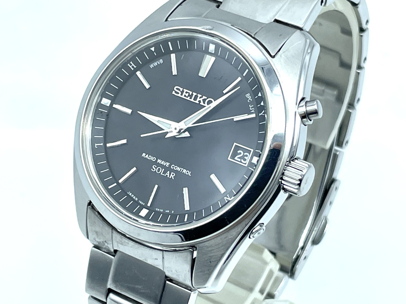 SEIKO Radio Wave Control Solar Men’s Watch Black Dial 7B24-0AN0 Stainless Steel