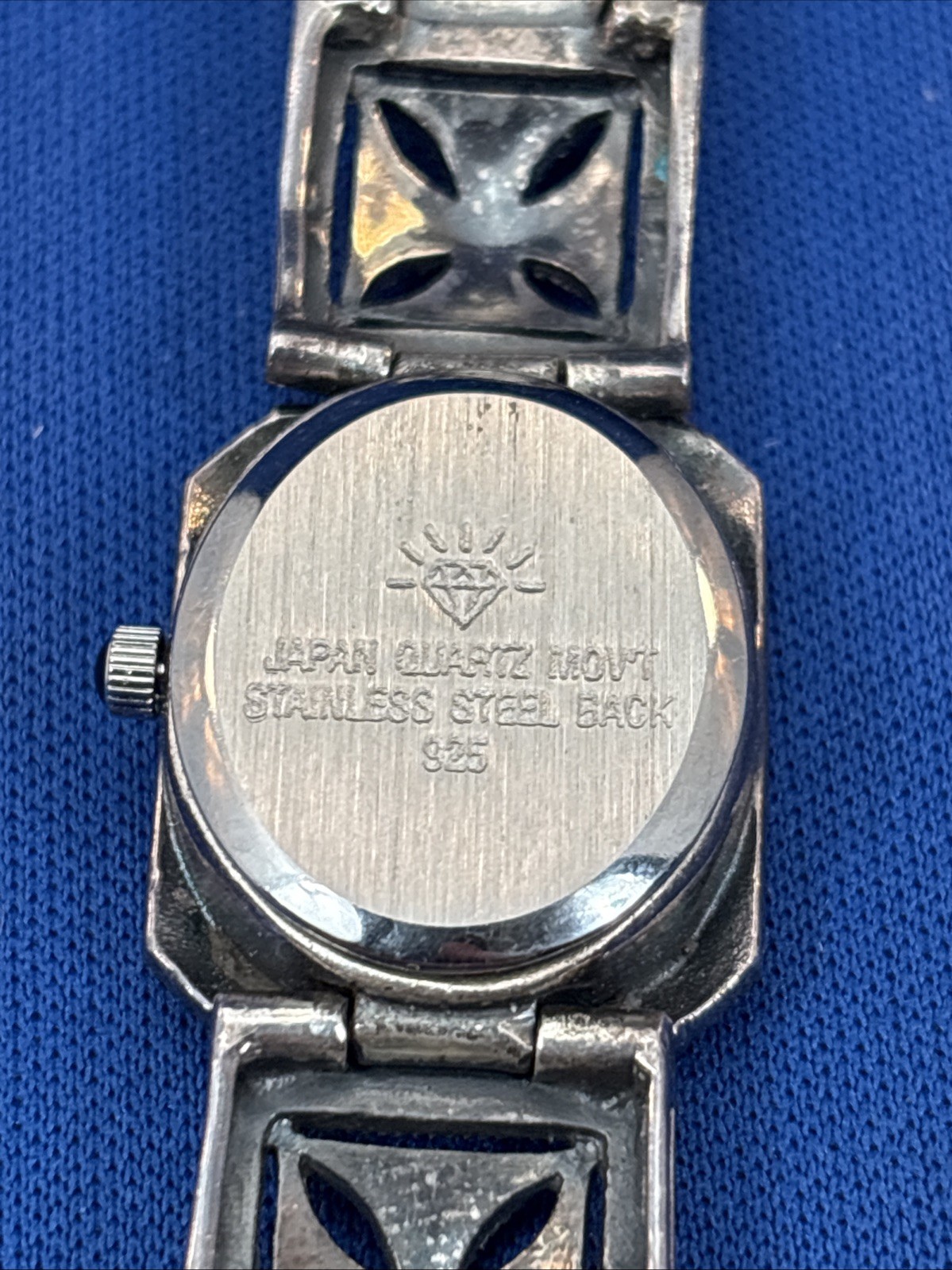 Marcasite, Black Onyx & MOP Sterling Silver Japan Quartz Watch – Untested