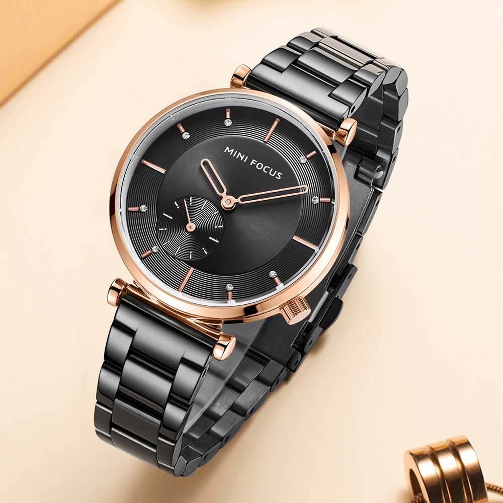 Women Girls Luminous Waterproof Watch Ladies Analog Quartz Black Mini Focus 2024
