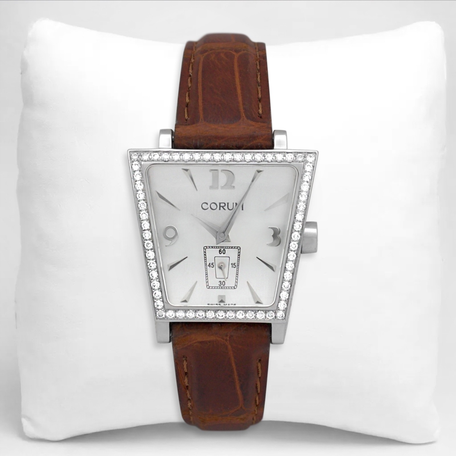 Corum Trapeze Lady Quartz 10540420 White Dial Small Seconds Diam Bezel SS Watch