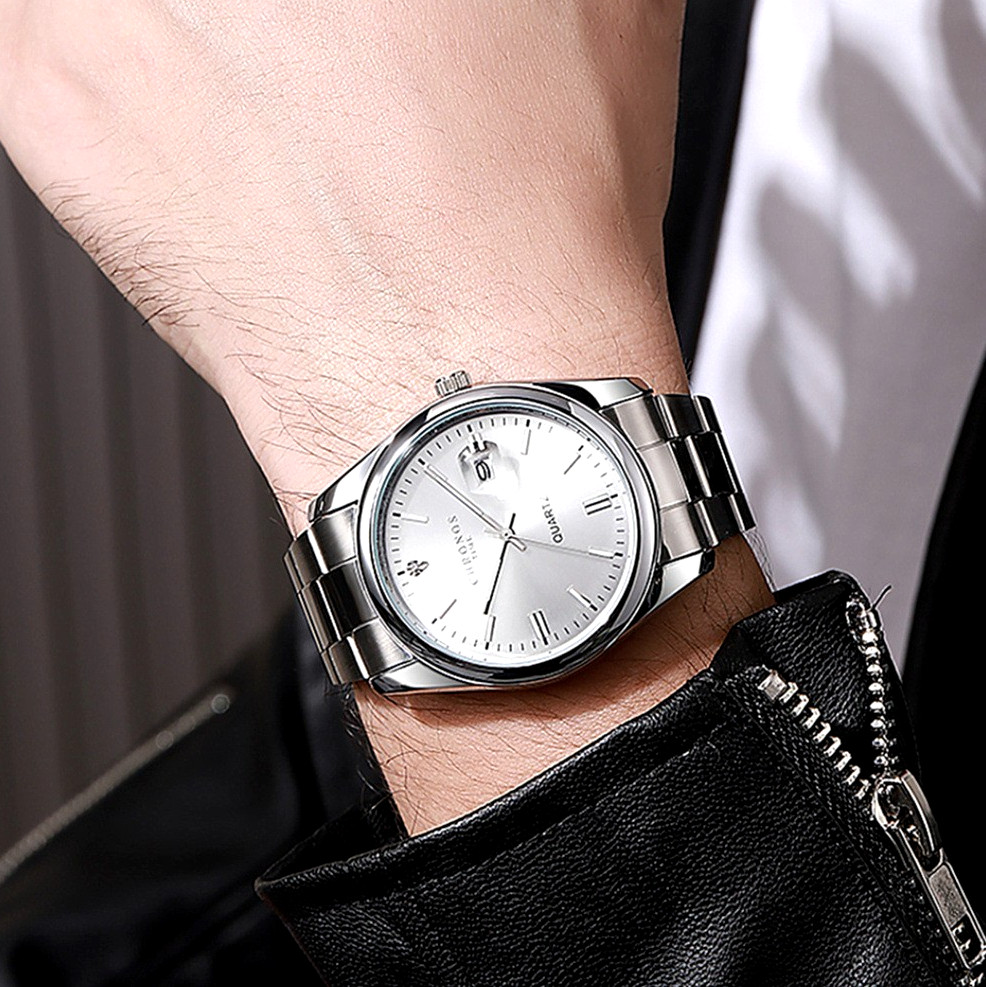 42MM CHRONOS Quartz Luxury Men’s Watch Stainless Steel Waterproof Luminous NEW