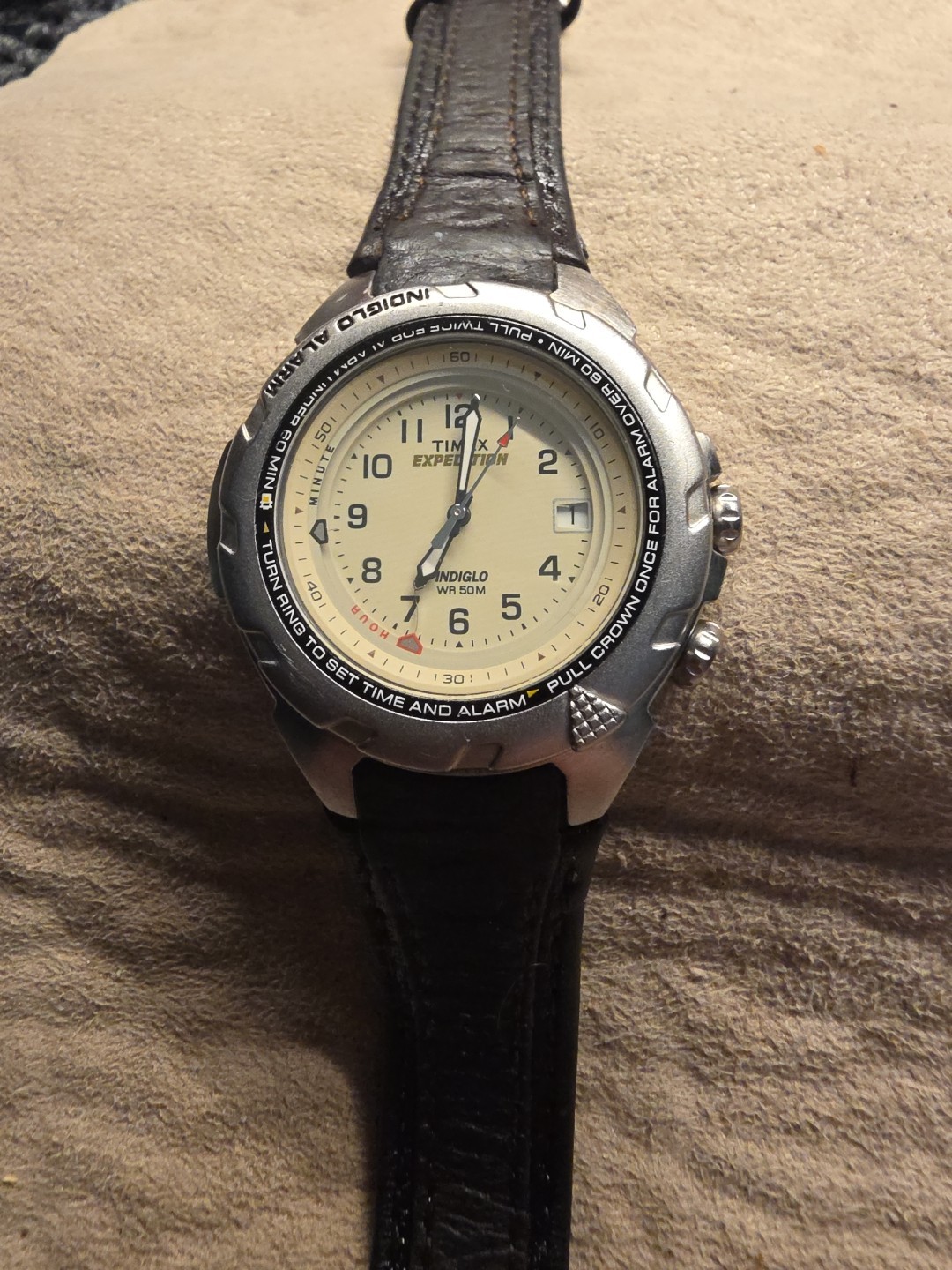 Timex Expedition 37mm Silver Brass Case and Brown Leather Band, Men’s Watch…