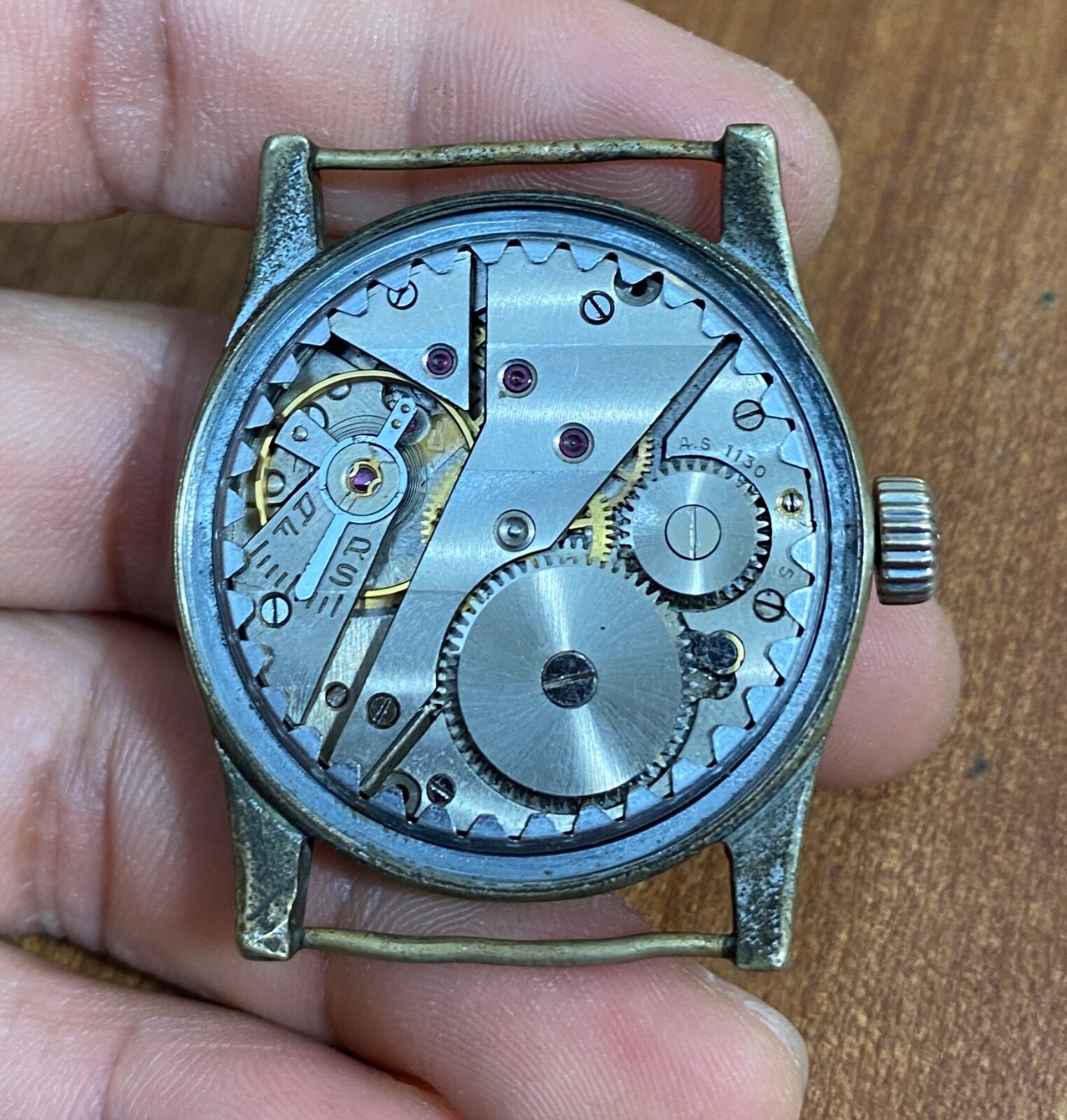 vintage Silvana DH Germany Military Army Watch AS1130 Movement Fixed Spring Bars