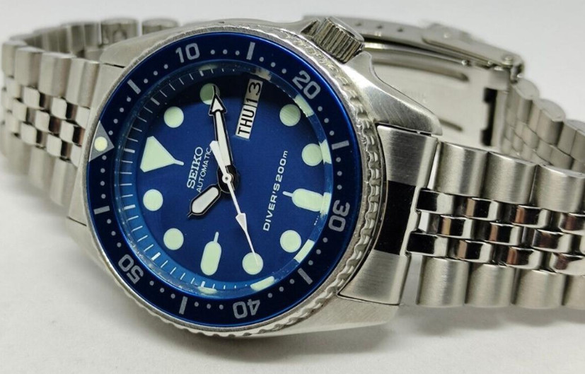SEIKO Diver 7S26 0010 Automatic Watch Blue Dial 20cm 7.87in Stainless Band