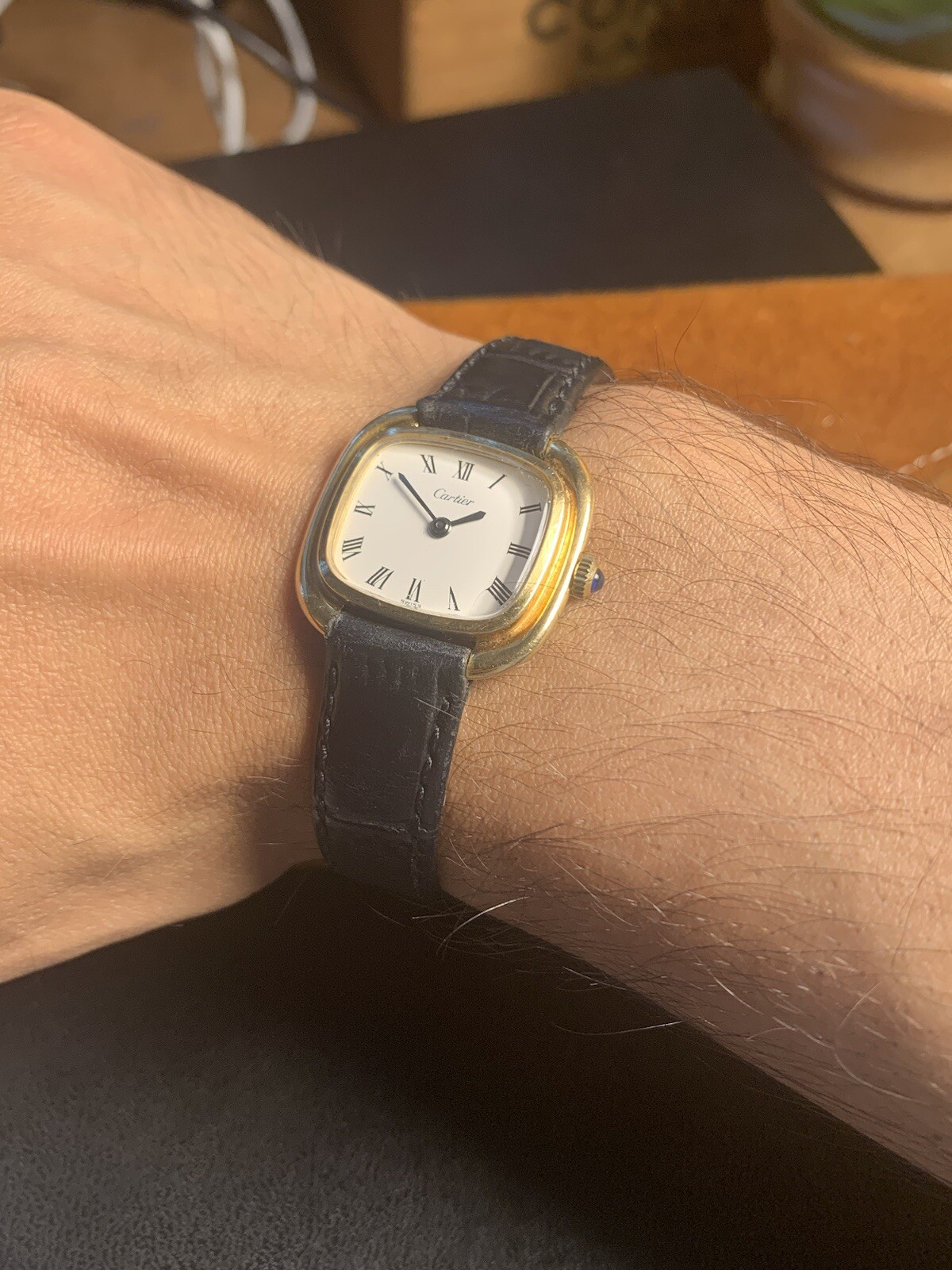 Rare Cartier 18k Manual Wind Enamel Dial