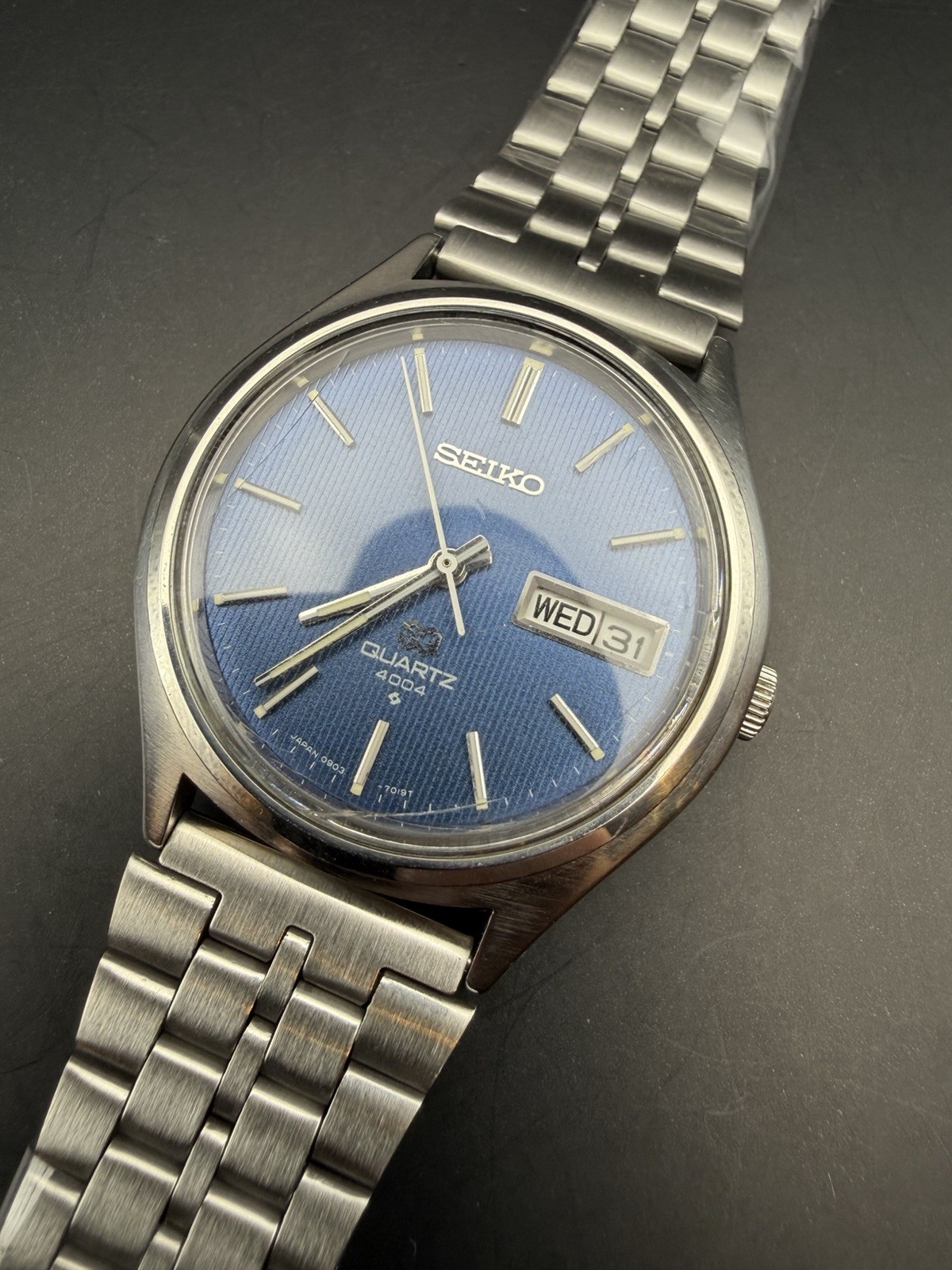 Vintage 1977 Seiko Type II 4004 0903-7039 Watch Serviced New Battery Steel Band