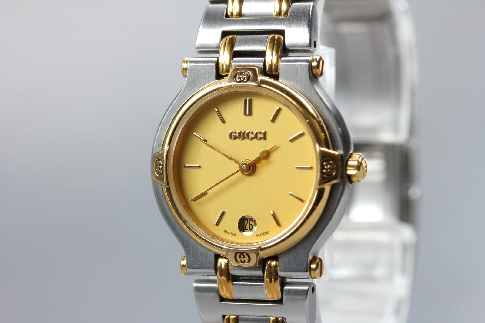 [N MINT] Vintage Gucci 9000L 25mm Gold Dial Date Quartz Women’s Watch From JAPAN