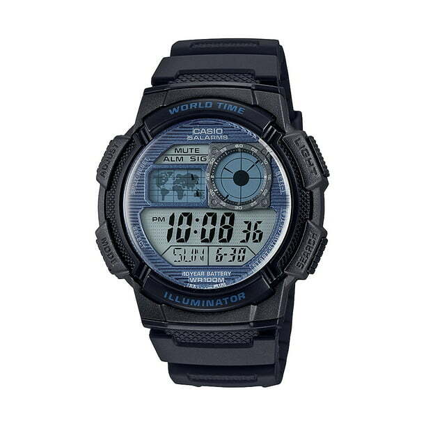 Casio AE1000W-2A2V Men’s World Time Digital Sport Watch, Blue