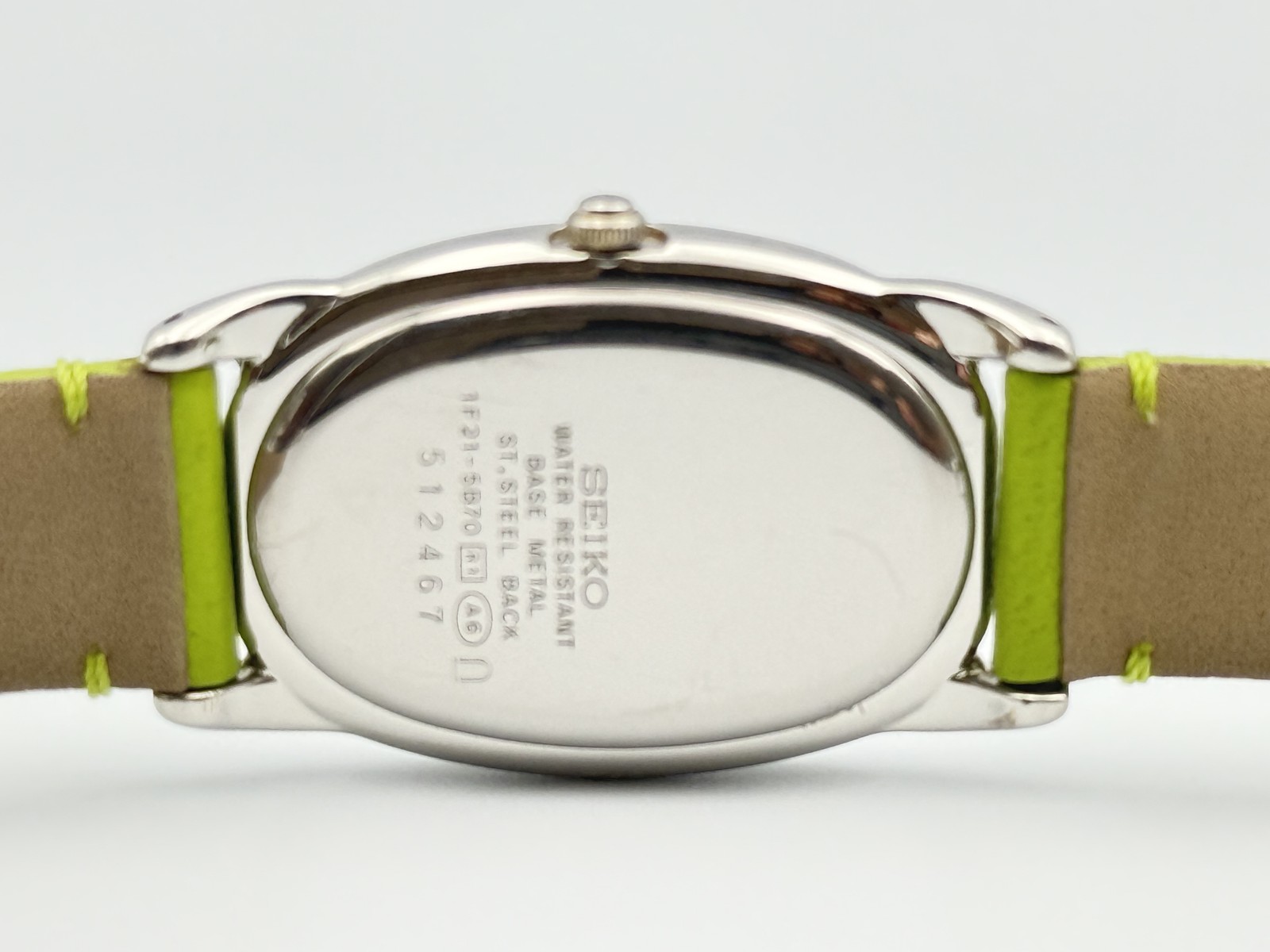 SEIKO Noie 1F21-5B70 Vintage Silver Oval Quartz Cream Dial Blue Hands Watch #3