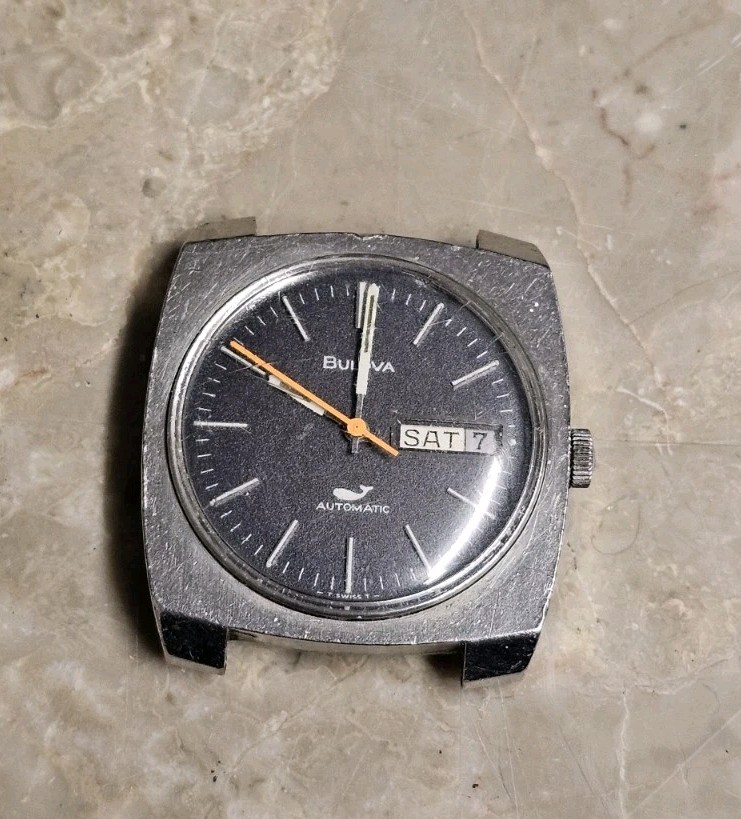 Vintage Men’s 1970 Bulova Sea King Automatic Watch Day/Date Whale Blue Dial