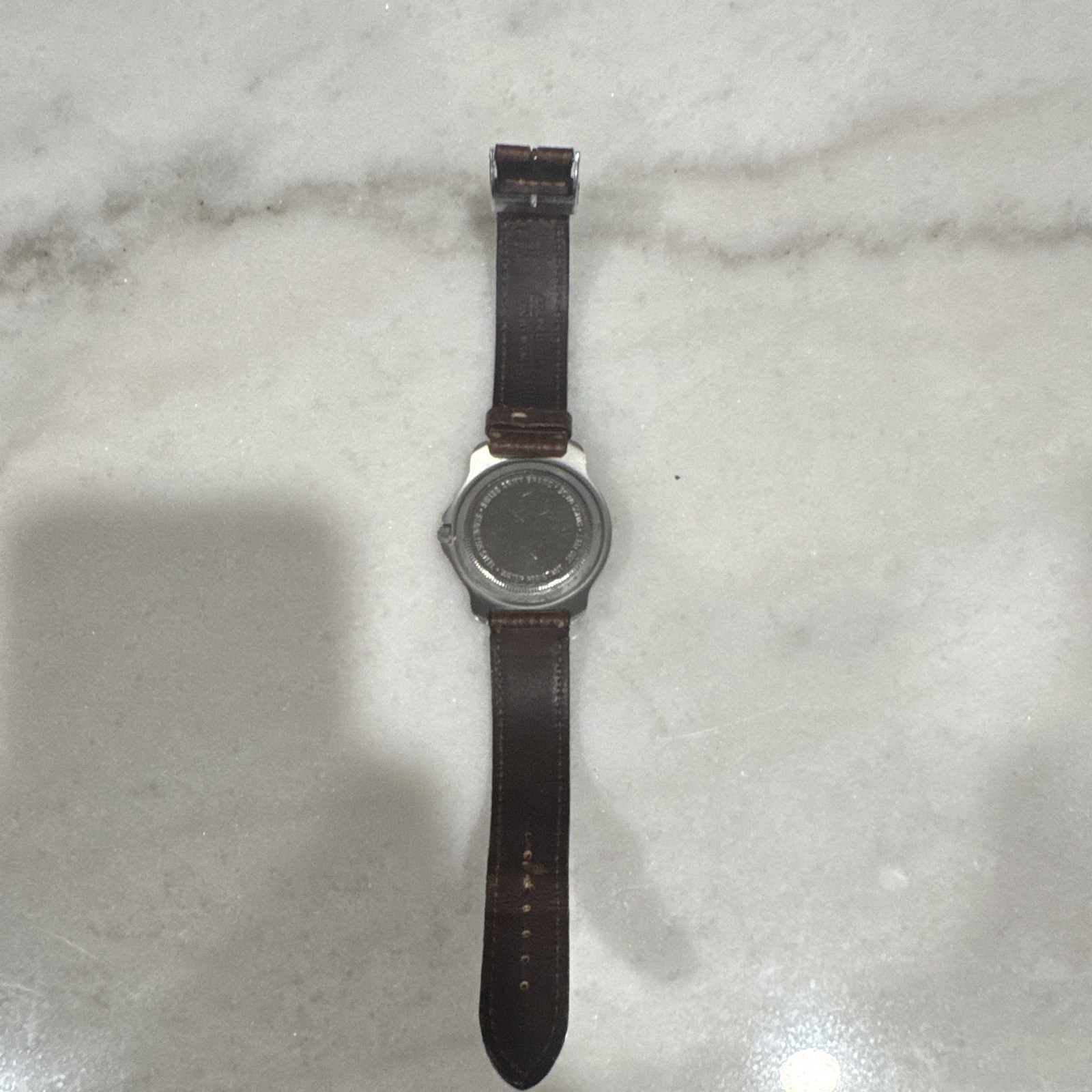 Swiss Army Quartz Analog Watch White Dial Arabic Date Brown Leather Silver SS