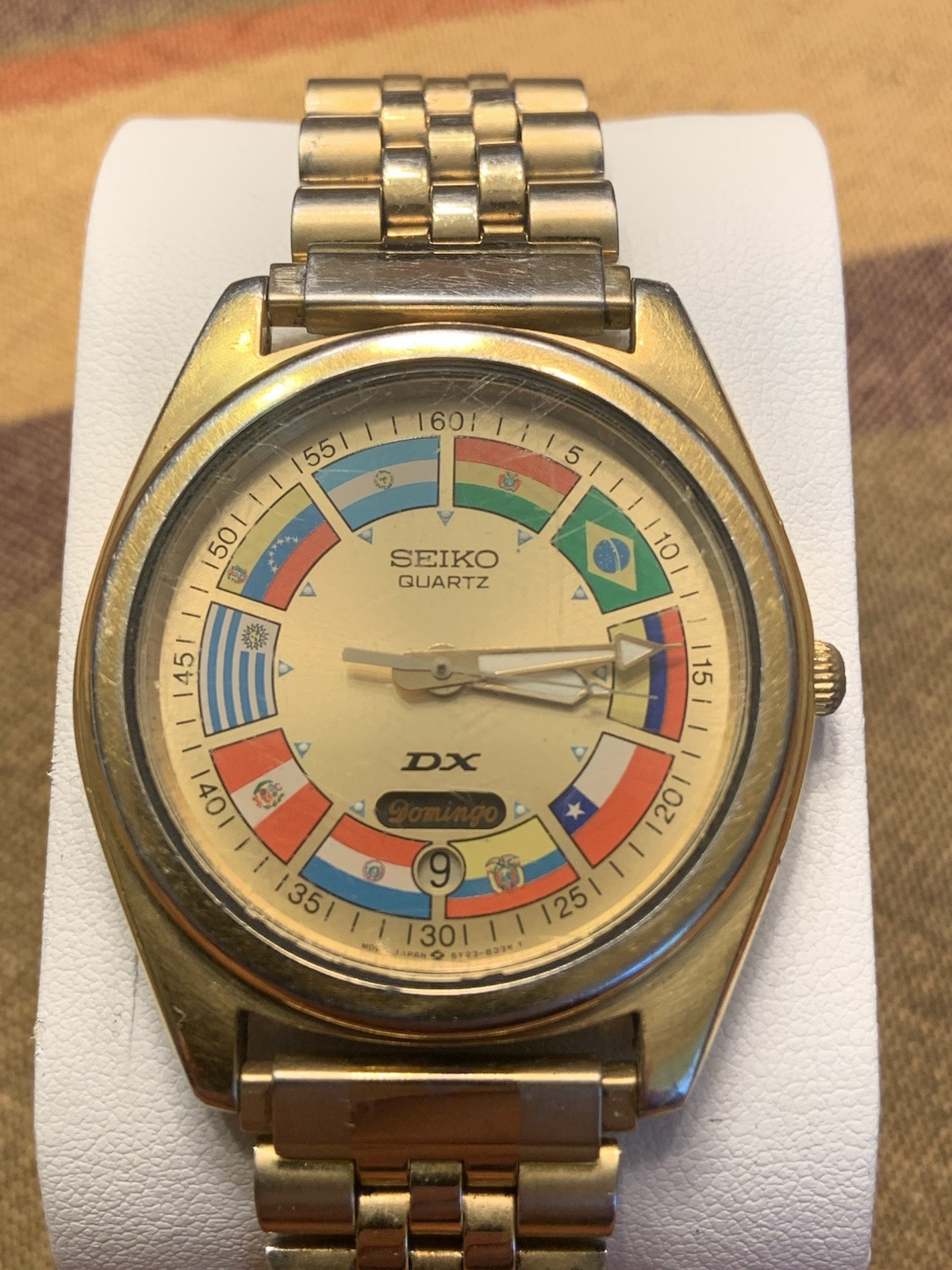 Seiko Quartz Watch. World Cup, Flags of South America. 1990. 5V23-8230. Pelé.