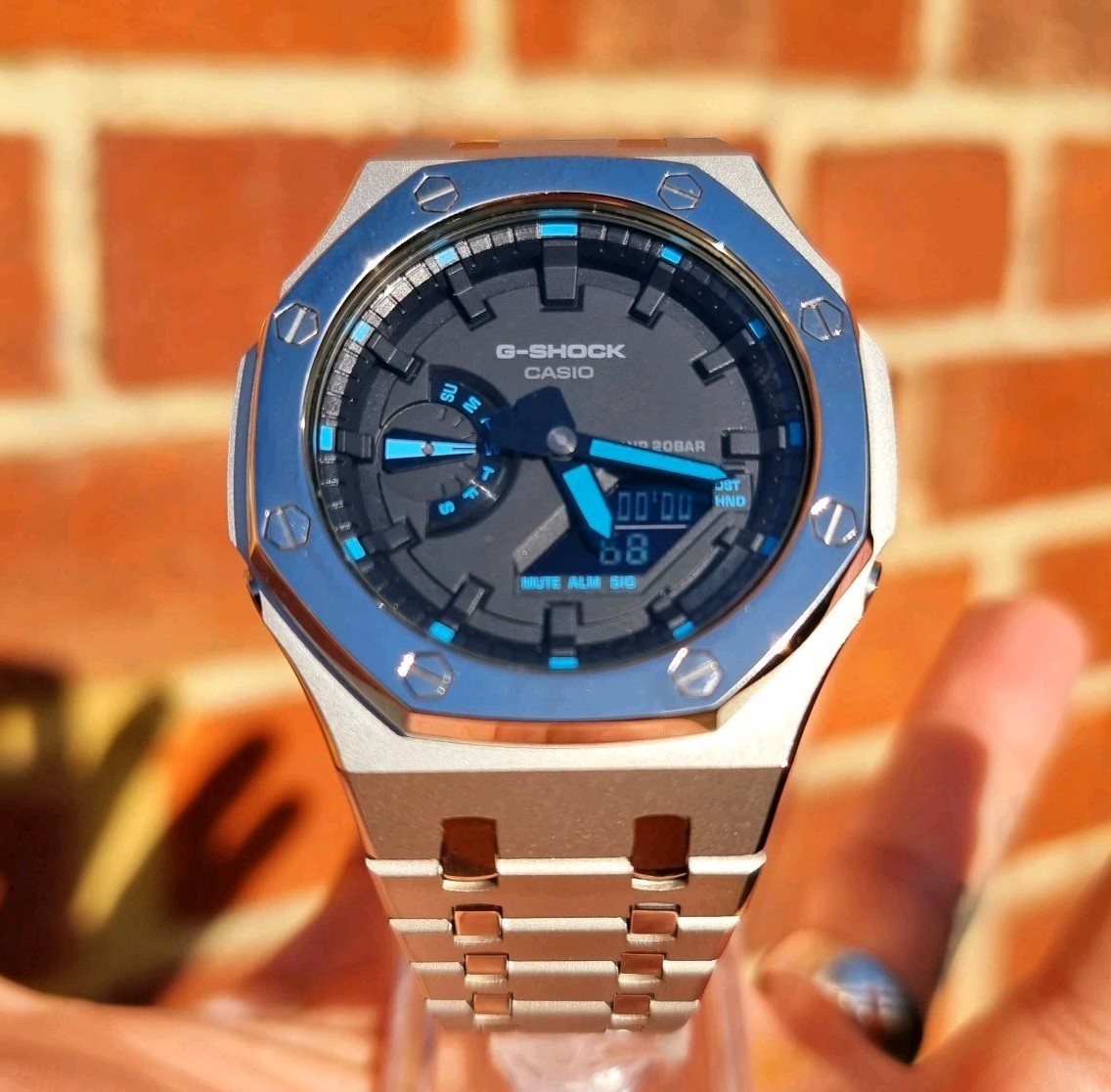 New Custom GShock GA2100 Casioak Stainless Steel Bracelet Gift Polished Silver