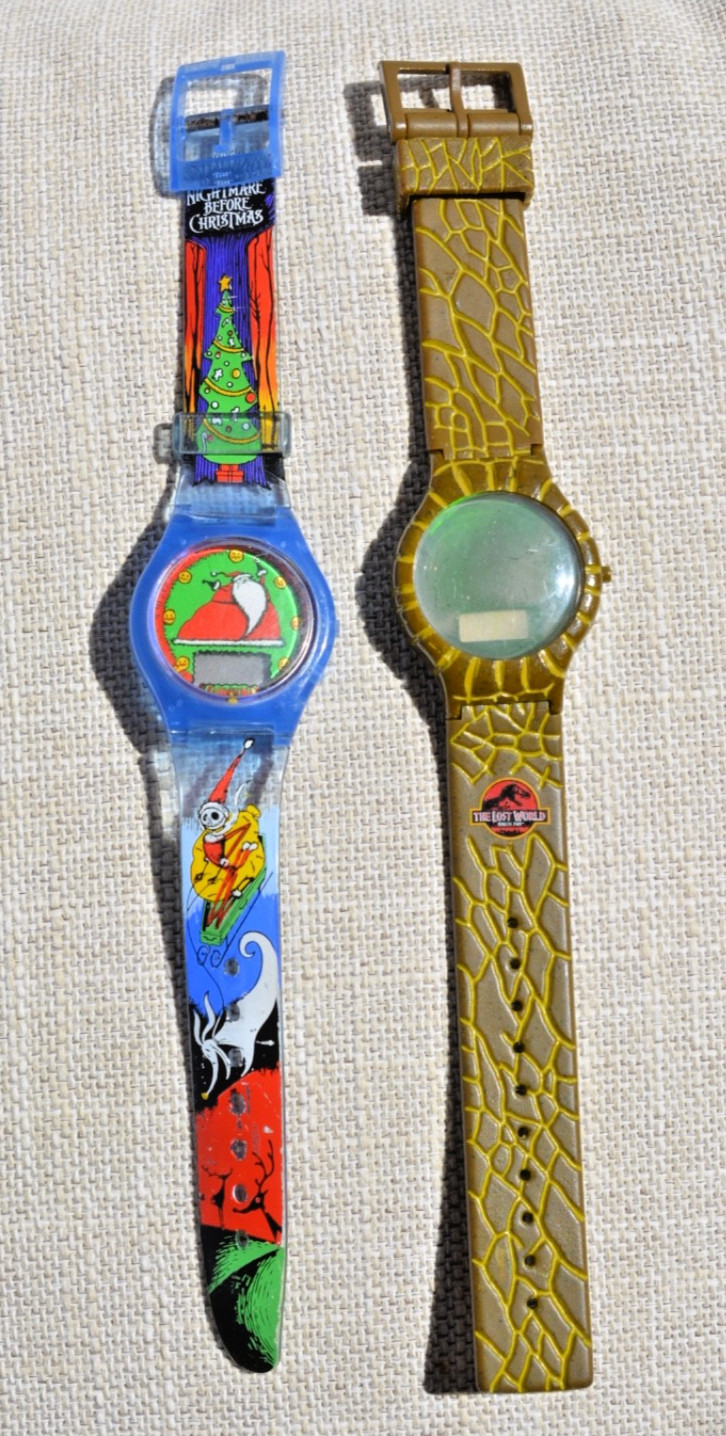 2 BK WATCHES Jurassic Park Lost World 97 Dino Eye Nightmare Before Christmas 93