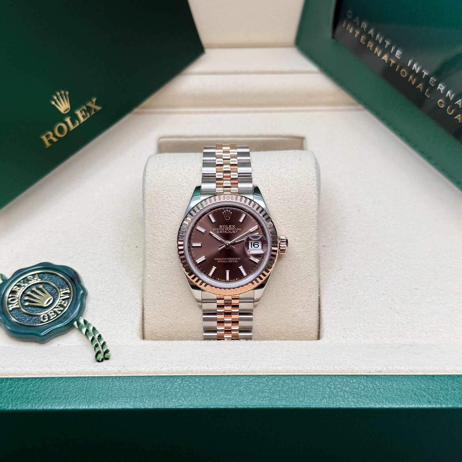 Rolex Lady-Datejust NEW 2026 Chocolate Index Two Tone Everose Fluted Jubilee