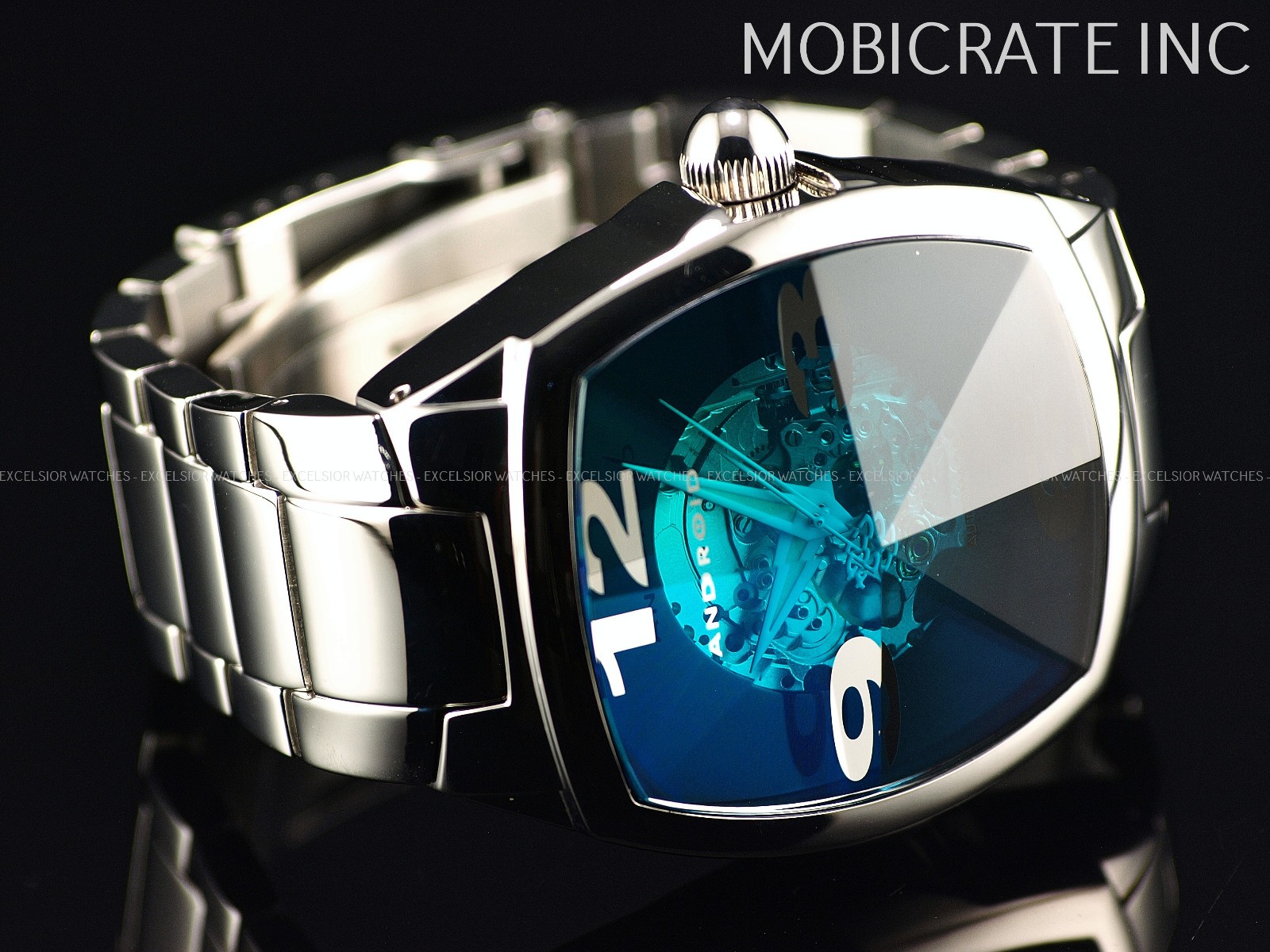 Rare Android 49mm Men’s Prism Miyota Automatic Watch Blue Crystal SS Watch AD505