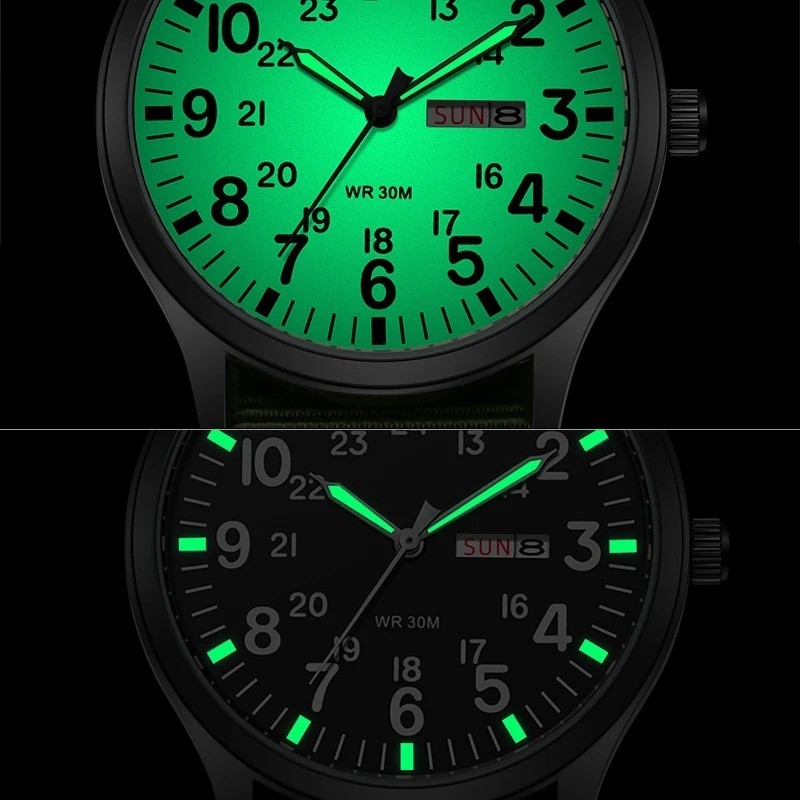 Mens Quartz Field Watch Easy Read 24-Hour Military Style Durable Nylon Band New