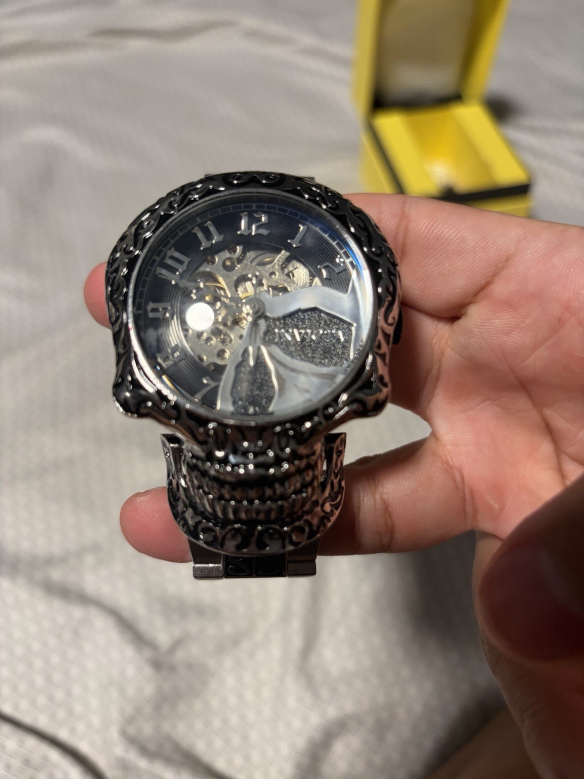 Invicta Black/Silver Skull watch