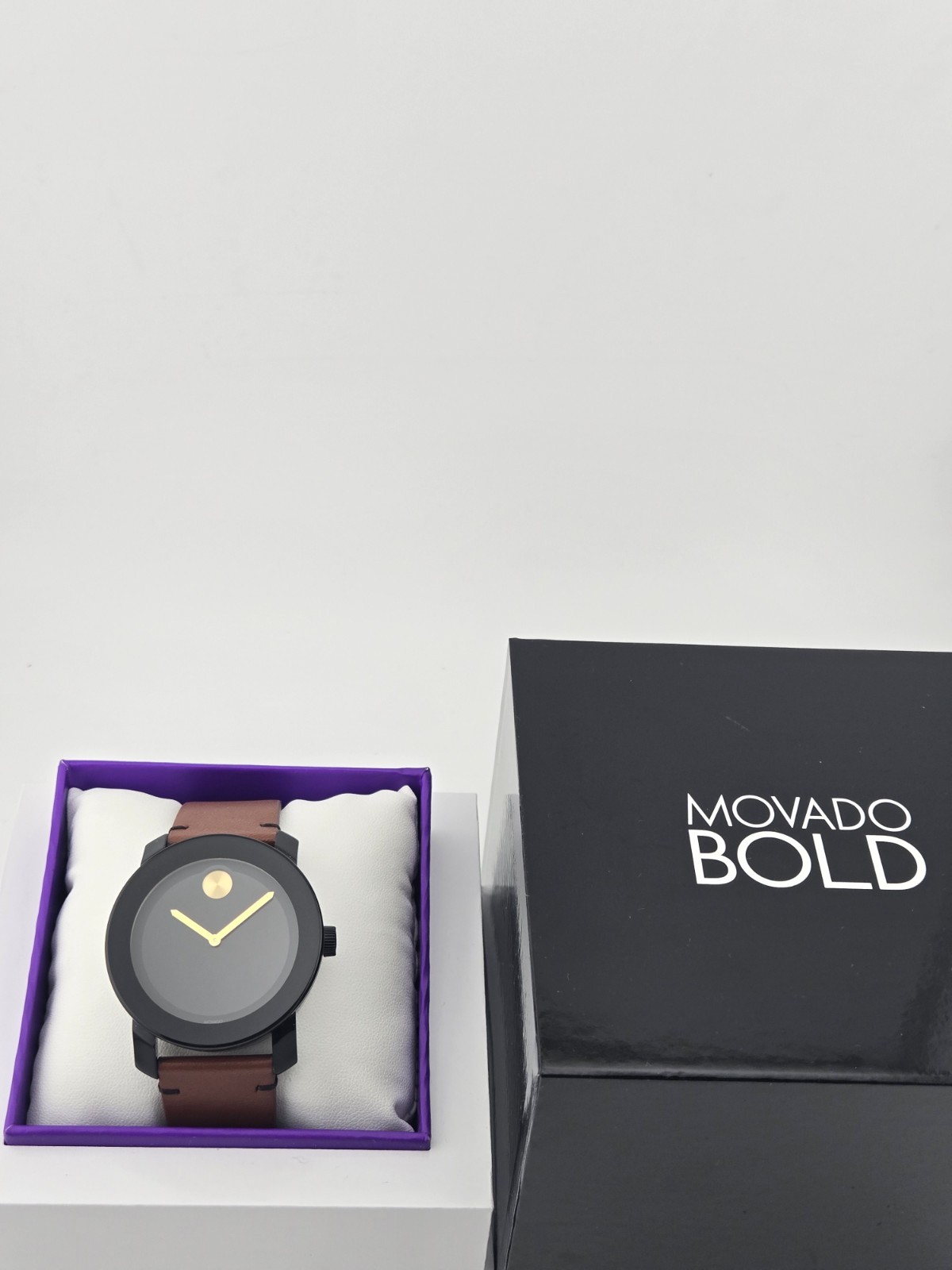 Movado Bold Men’s Black Dial Brown Leather Strap Watch – 3600305 ($695 MSRP)
