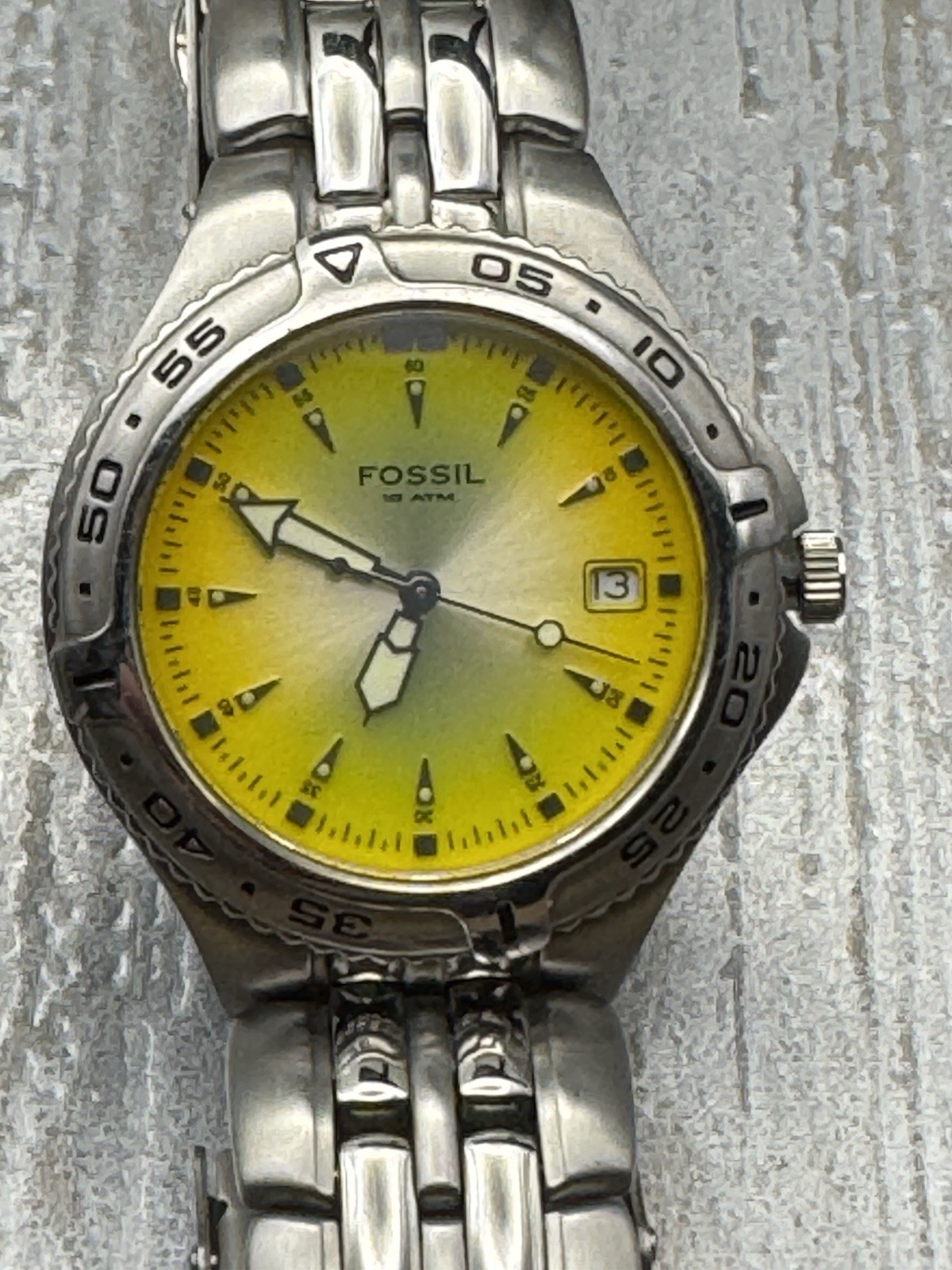 Fossil Men’s Watch With Yellow/green Luminous Dial Model 3576-250907 New Battery