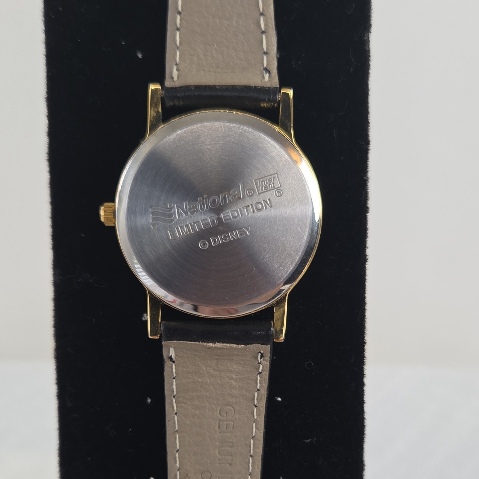 Tokyo Disneyland Disney Women’s Quartz Analog Watch Gold-Tone Black Leather