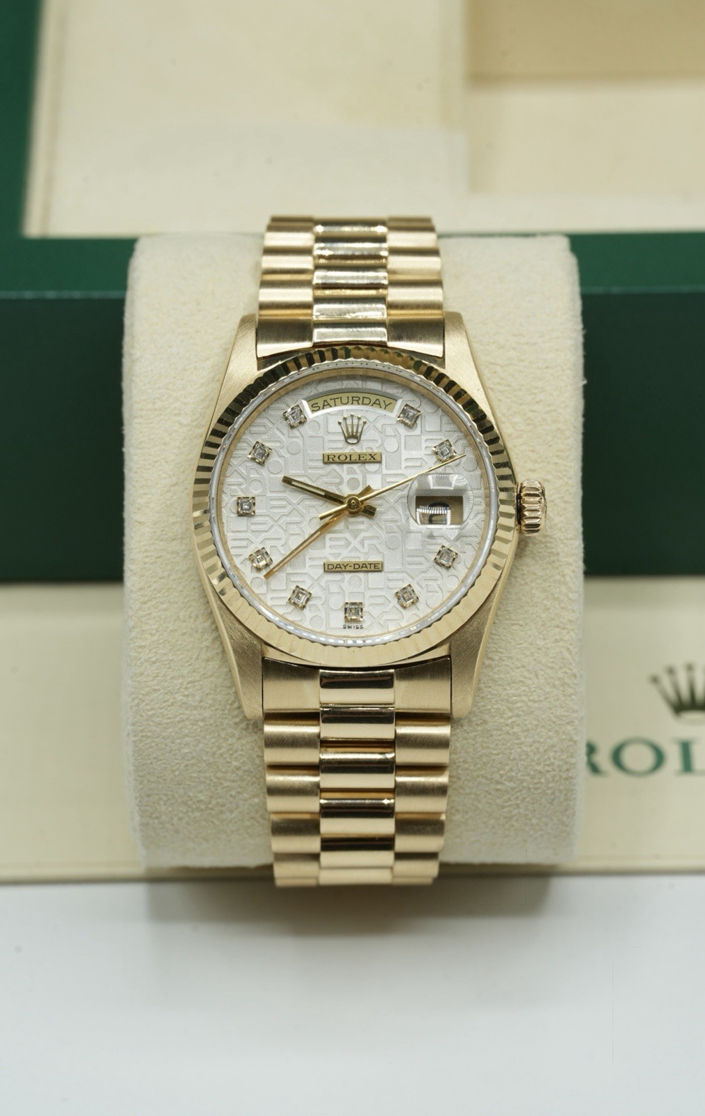 Gents 18ct Yellow Gold Rolex Day-Date 36mm 18238 Silver Jubilee Diamond Dial