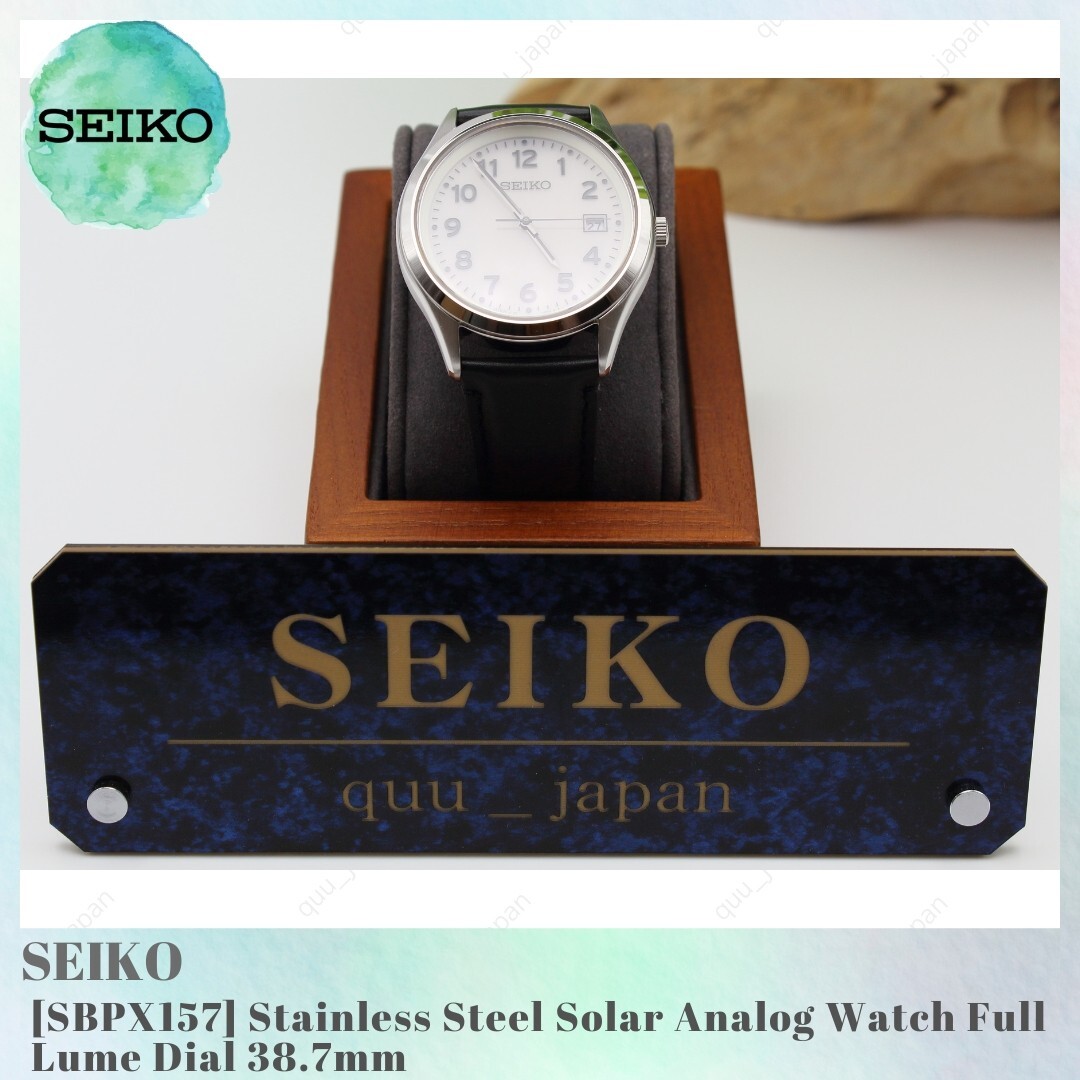 SEIKO SELECTION SBPX157 Stainless Steel Solar Analog Watch Full Lume Dial 38.7mm