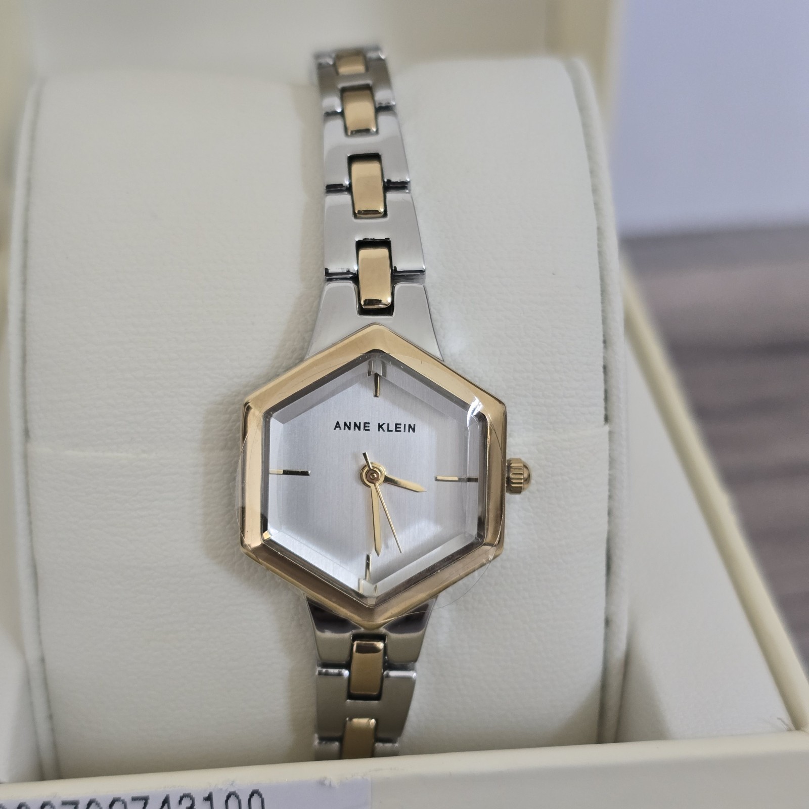 Anne Klein Two Tone Dial Watch Petite Hexagonal Alloy Metal Bracelet New in Box