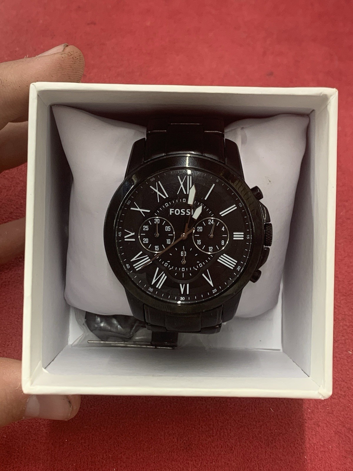 Fossil Black Mens Watch Model 111407 Working With Extra Links