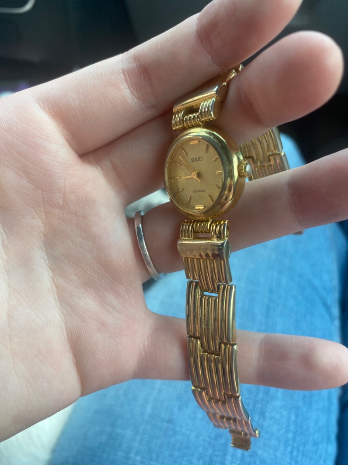 suizo quartz japan movt gold vintage pre loved metal bezel stainless steel