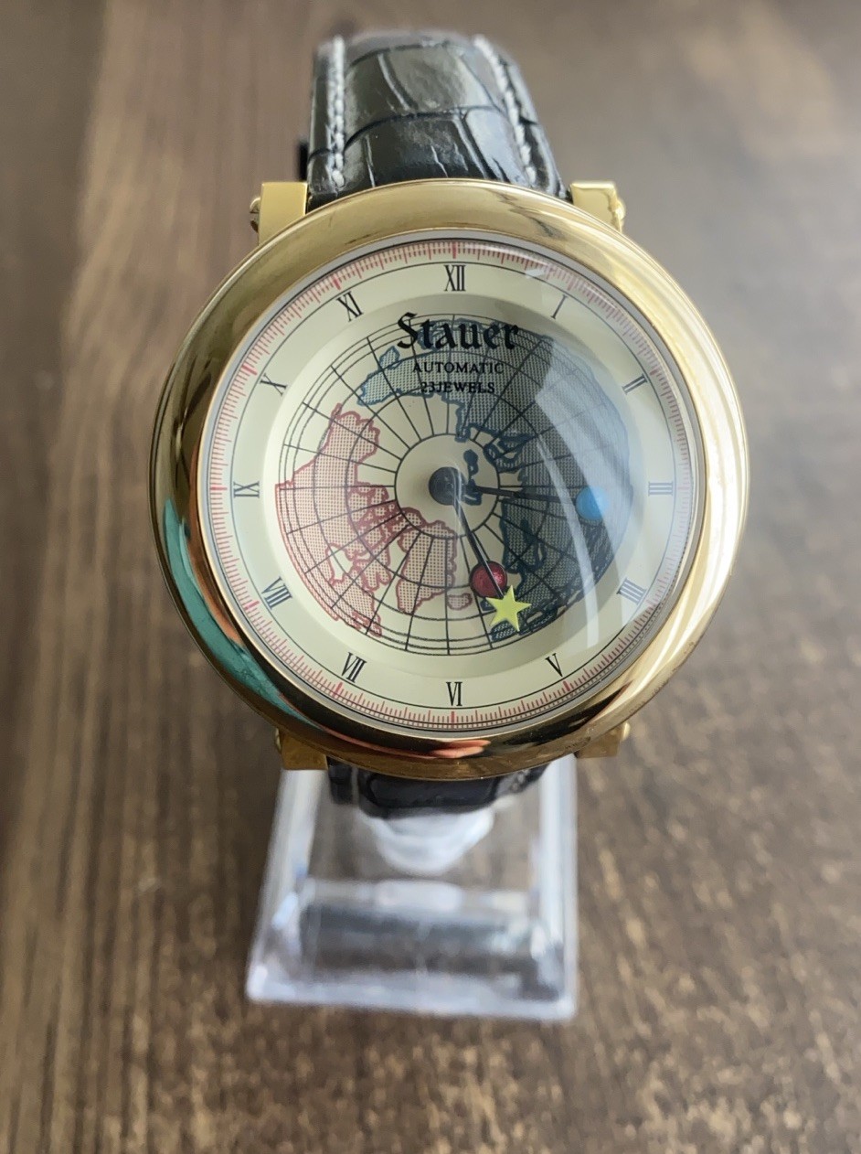 STAUER MONDE MYSTERY DIAL WATCH, COOL UNIQUE FUTURISTIC SPACE AGE CRAZY HOUR 🛸