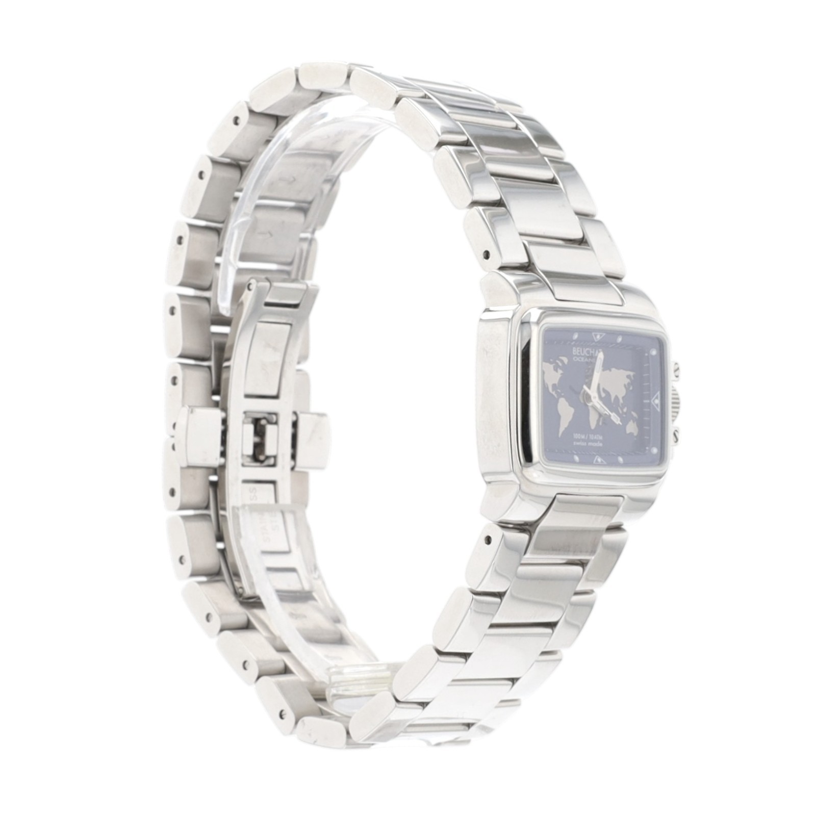 Beuchat Oceanium Ladies Watch Blue World Map Dial Swiss 100M Steel Quartz