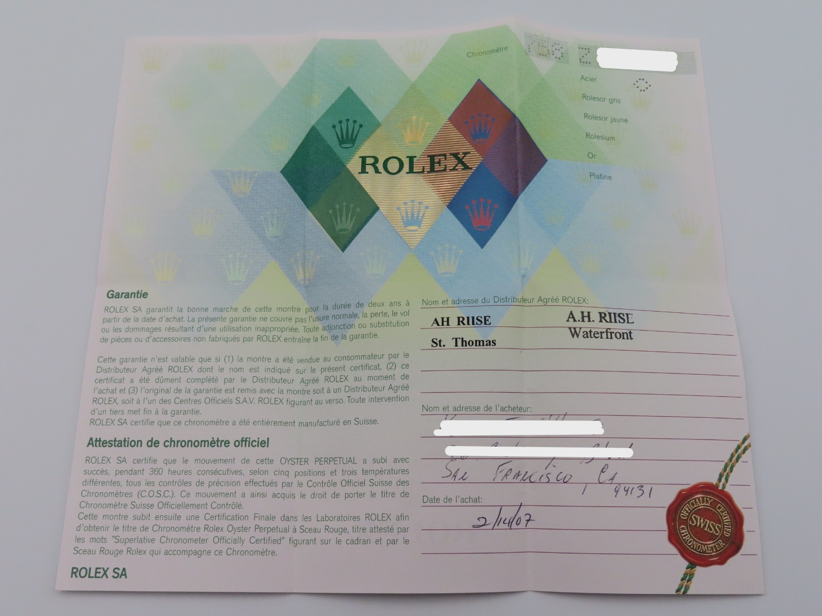 2007 Rolex Submariner Date 16610 Unpolished Men’s 40mm Wristwatch Box Papers