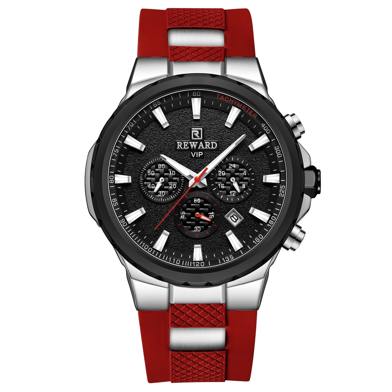 REWARD Men’s Silicone Luminous Multifunction Chronograph Calendar Quartz Watch