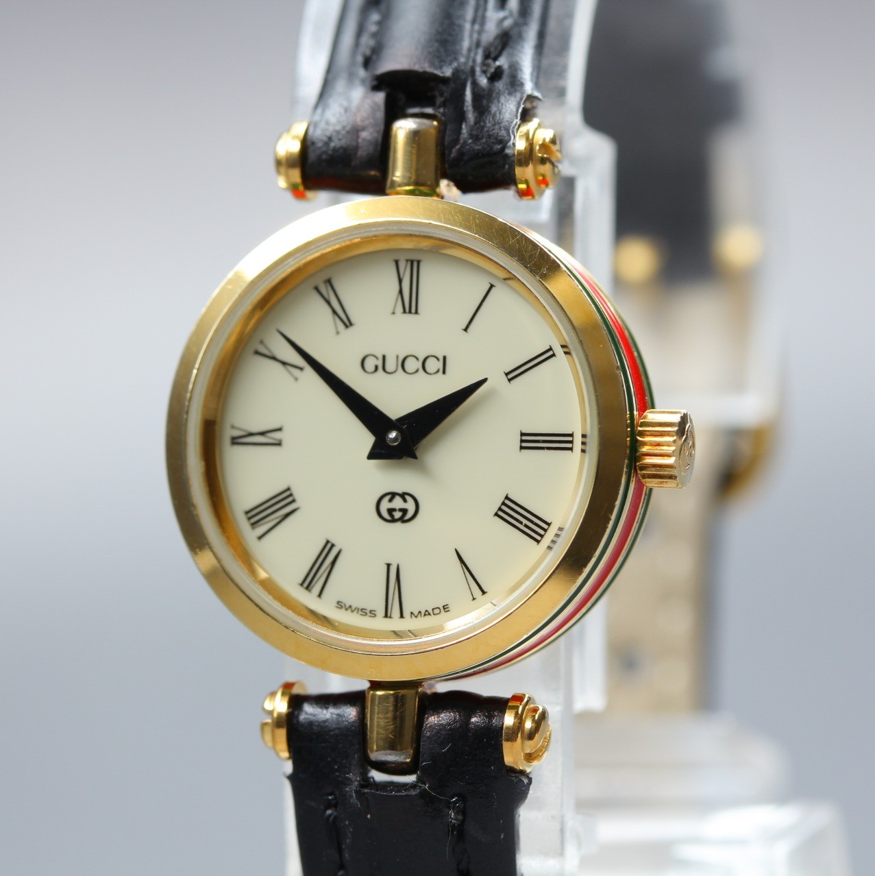 [N MINT] Vintage Gucci 2000L 21mm Sherry Line Ivory Roman Gold Qz Women’s Watch