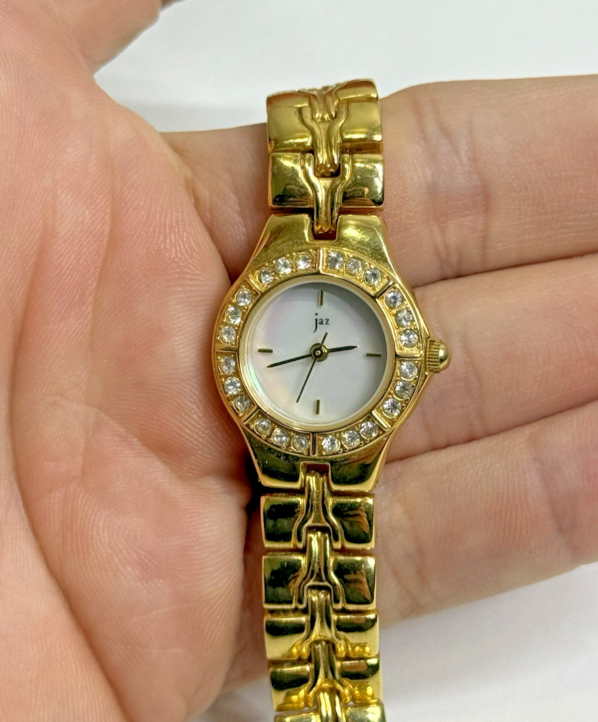 JAZ Watch Women’s 22mm Gold Tone Round Dial JZ0066 7.5″ Needs Battery