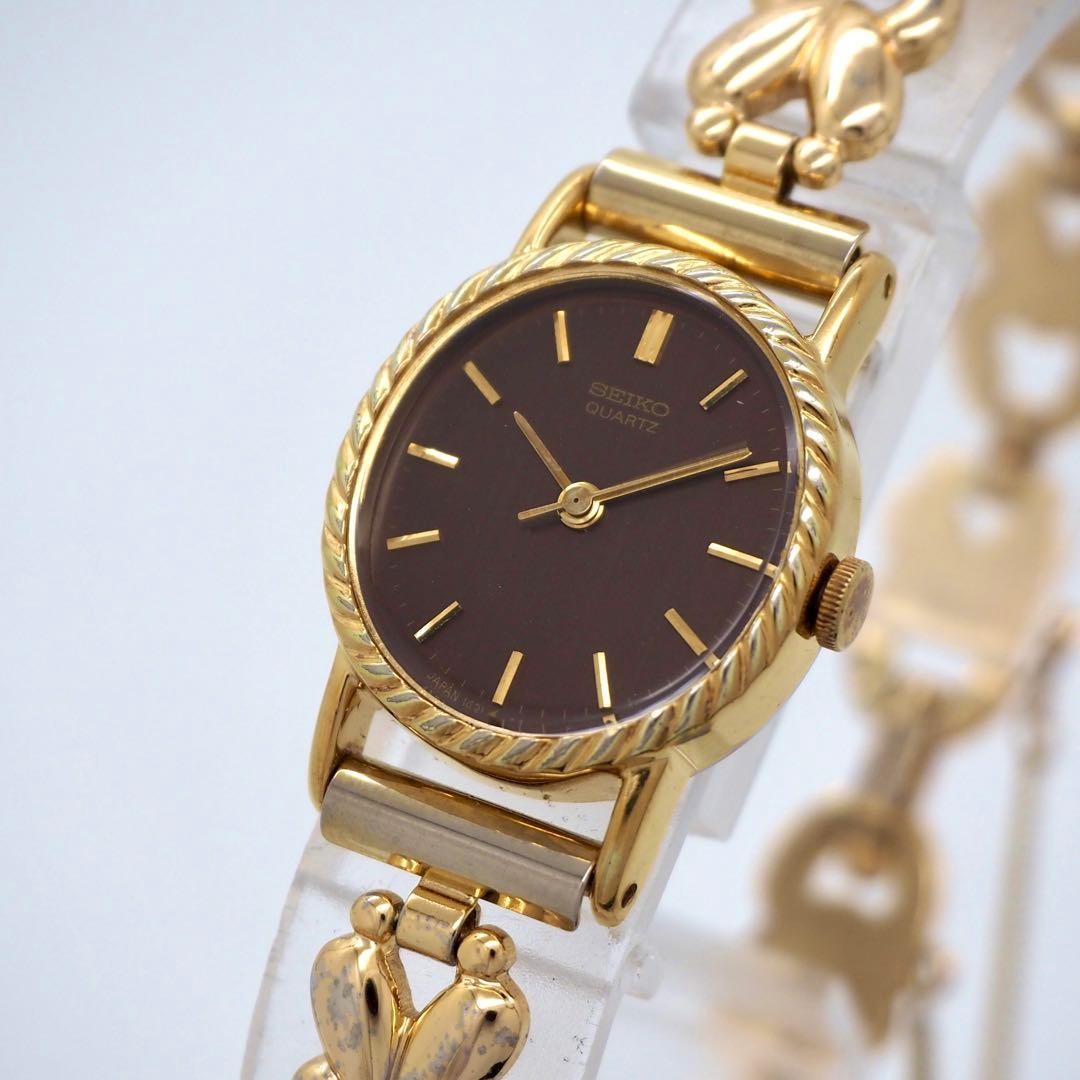Seiko Gold Tone Dress Watch Quartz Womens Oval 20mm Wrist 18cm/7.1in